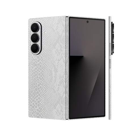 Miếng Dán Da Samsung Z Fold 7 Vân Rắn Trắng