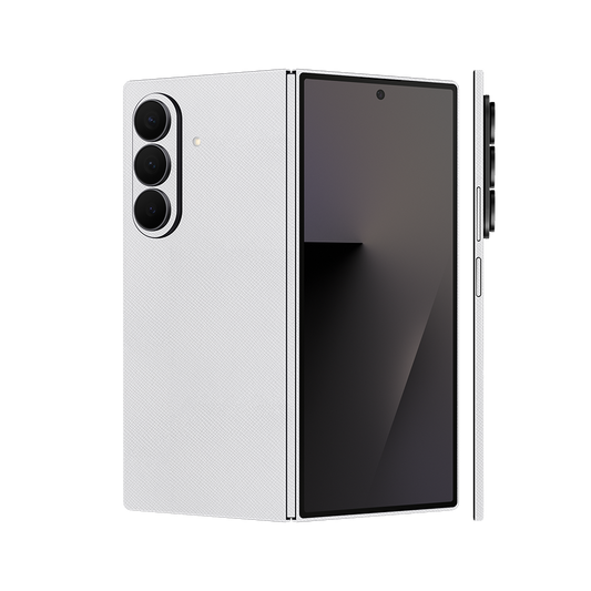 Miếng Dán Da Samsung Z Fold 7 Vân Fabic Trắng