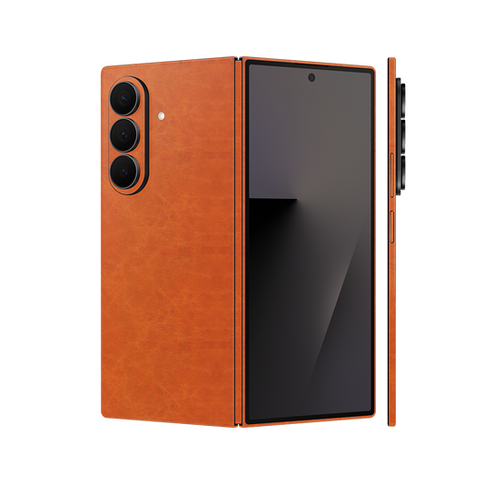 Miếng Dán Da Samsung Z Fold 7 Vân Nappa Nâu Bò