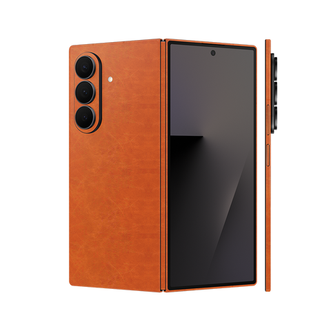 Miếng Dán Da Samsung Z Fold 7 Vân Nappa Nâu Bò