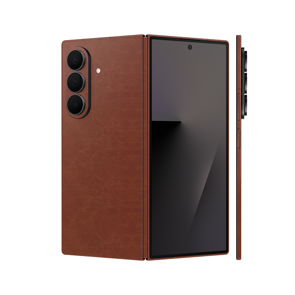 Miếng Dán Da Samsung Z Fold 7 Vân Nappa Nâu Đậm