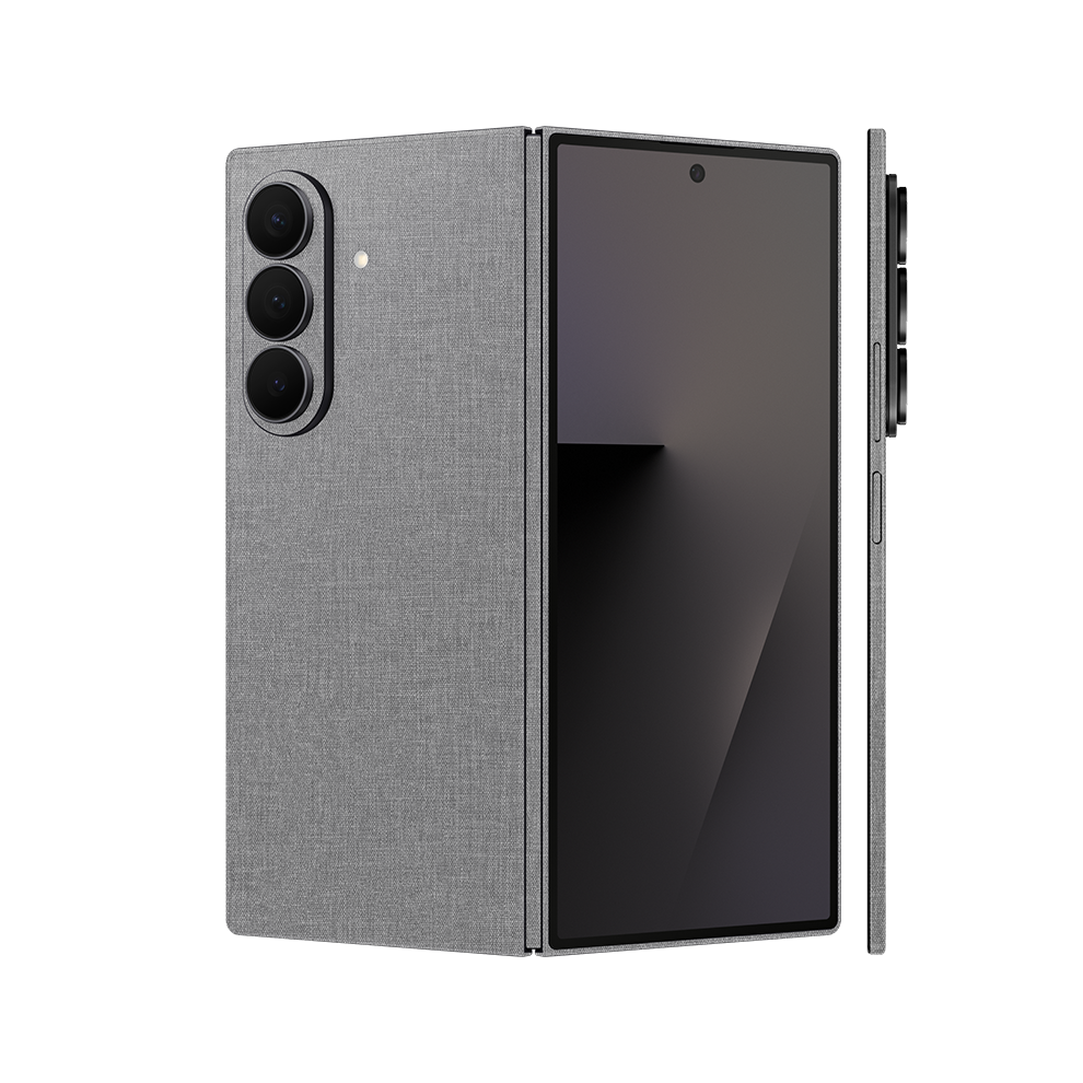 Miếng Dán Da Samsung Z Fold 7 Vân Vải Xám Lông Chuột