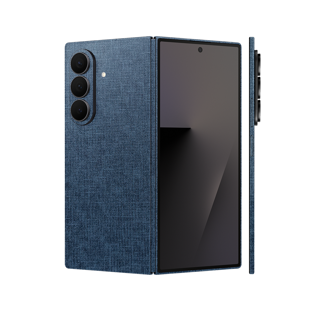 Miếng Dán Da Samsung Z Fold 7 Vân Vải Xanh Navy