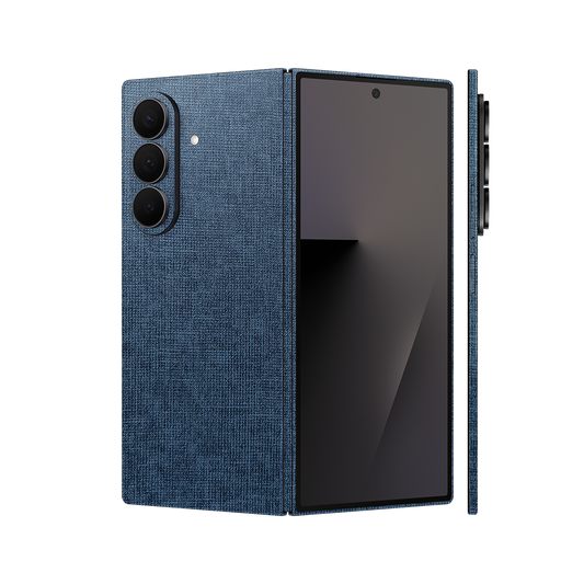 Miếng Dán Da Samsung Z Fold 7 Vân Vải Xanh Navy