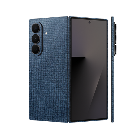 Miếng Dán Da Samsung Z Fold 7 Vân Vải Xanh Navy