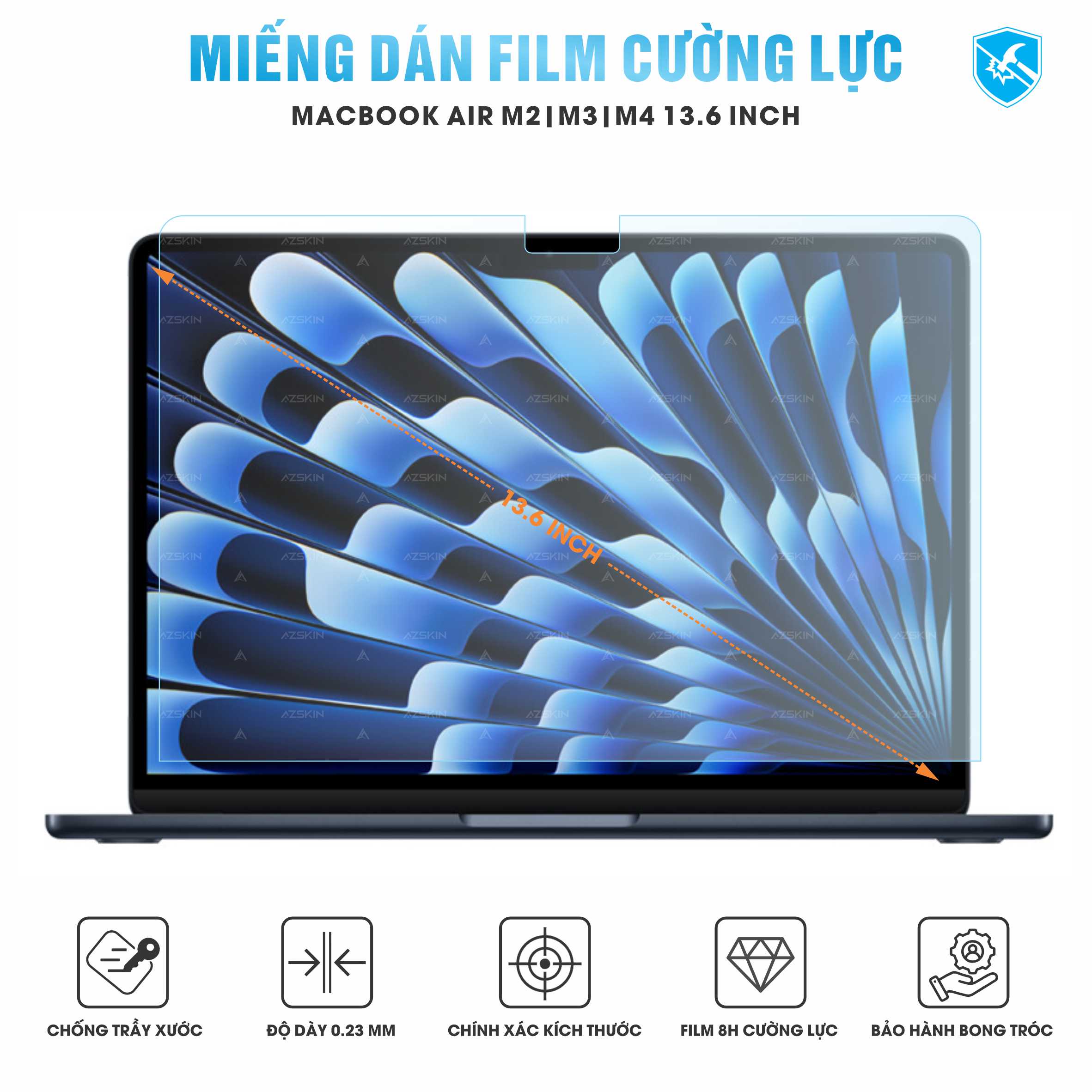 Miếng Dán Film Cường Lực Macbook Air M2 | M3 | M4 13.6 INCH