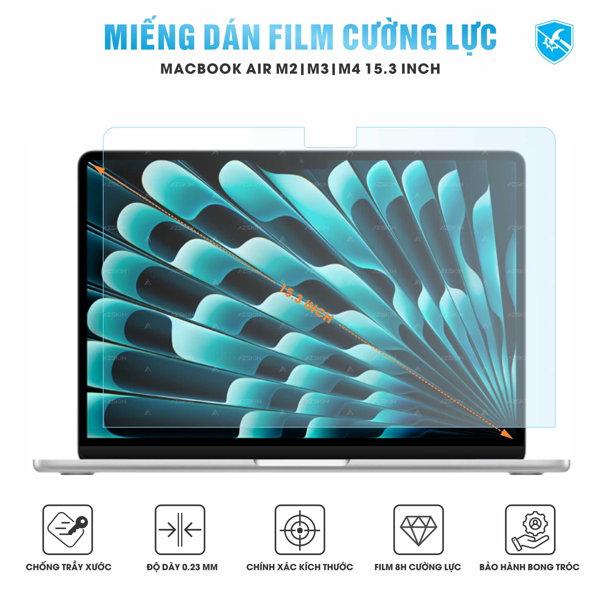 Miếng Dán Film Cường Lực Macbook Air M2 | M3 | M4 15.3 inch