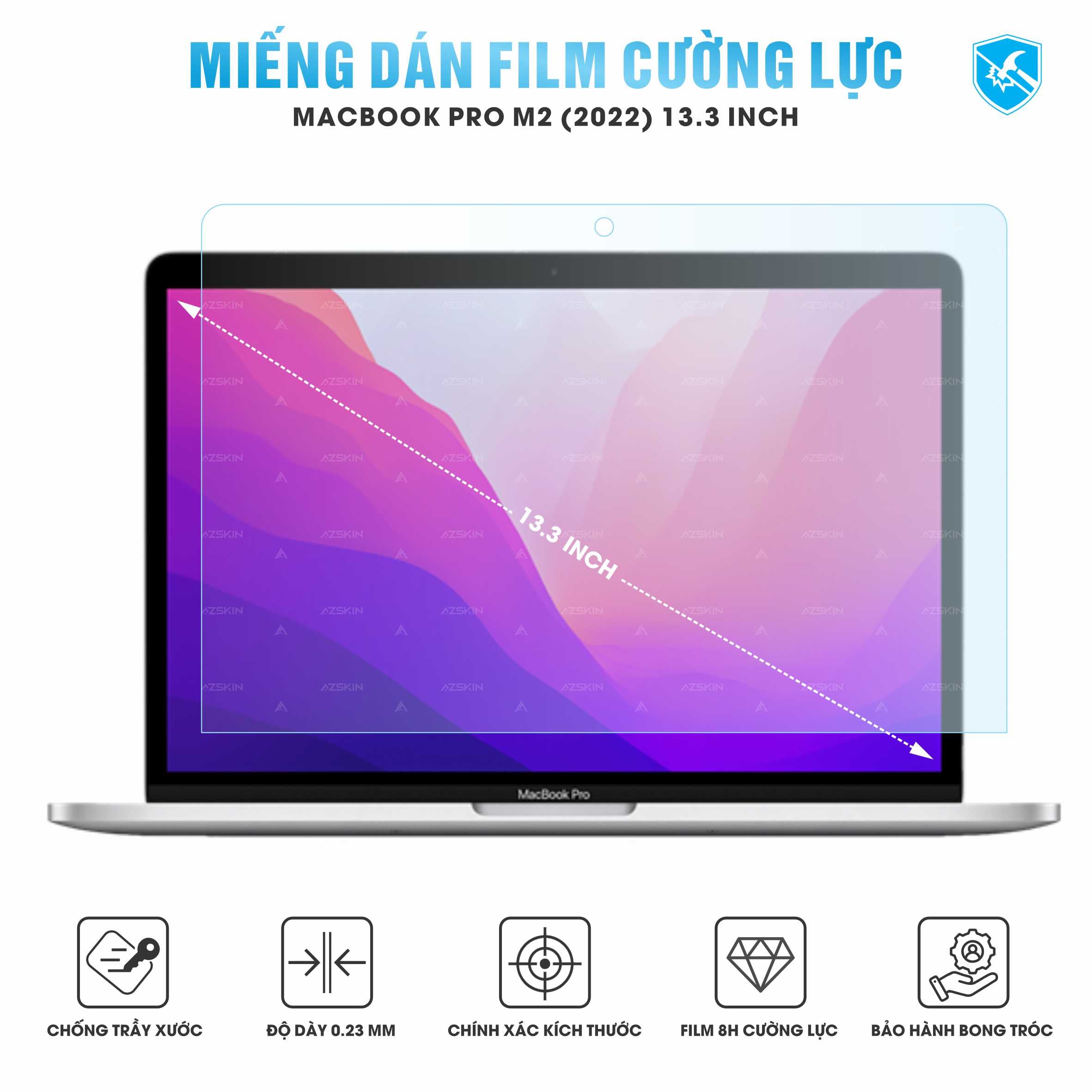 Miếng Dán Film Cường Lực Macbook Pro M2 13.3 inch 2022