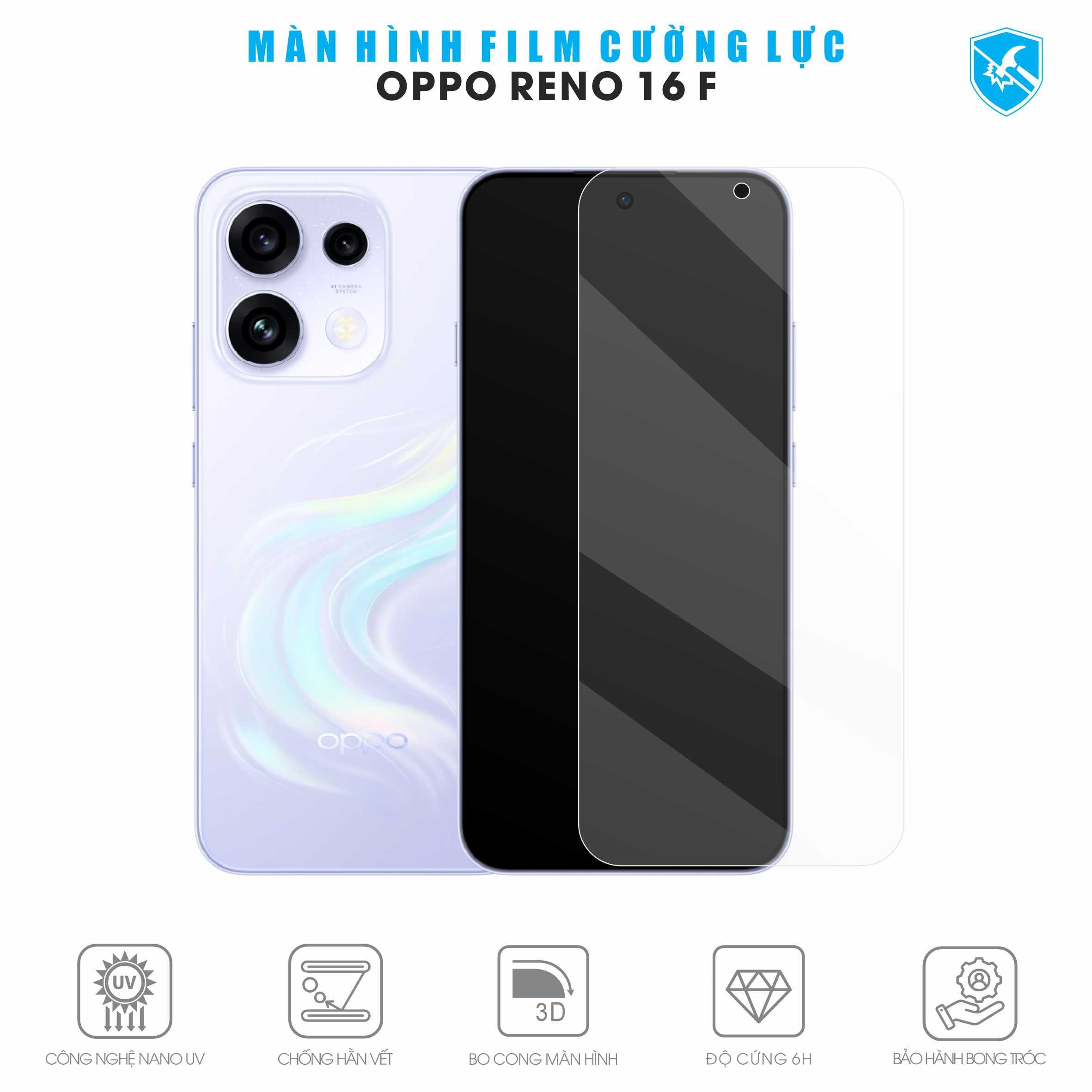 Dán Film Cường Lực Oppo Reno16 F Full Màn Hình