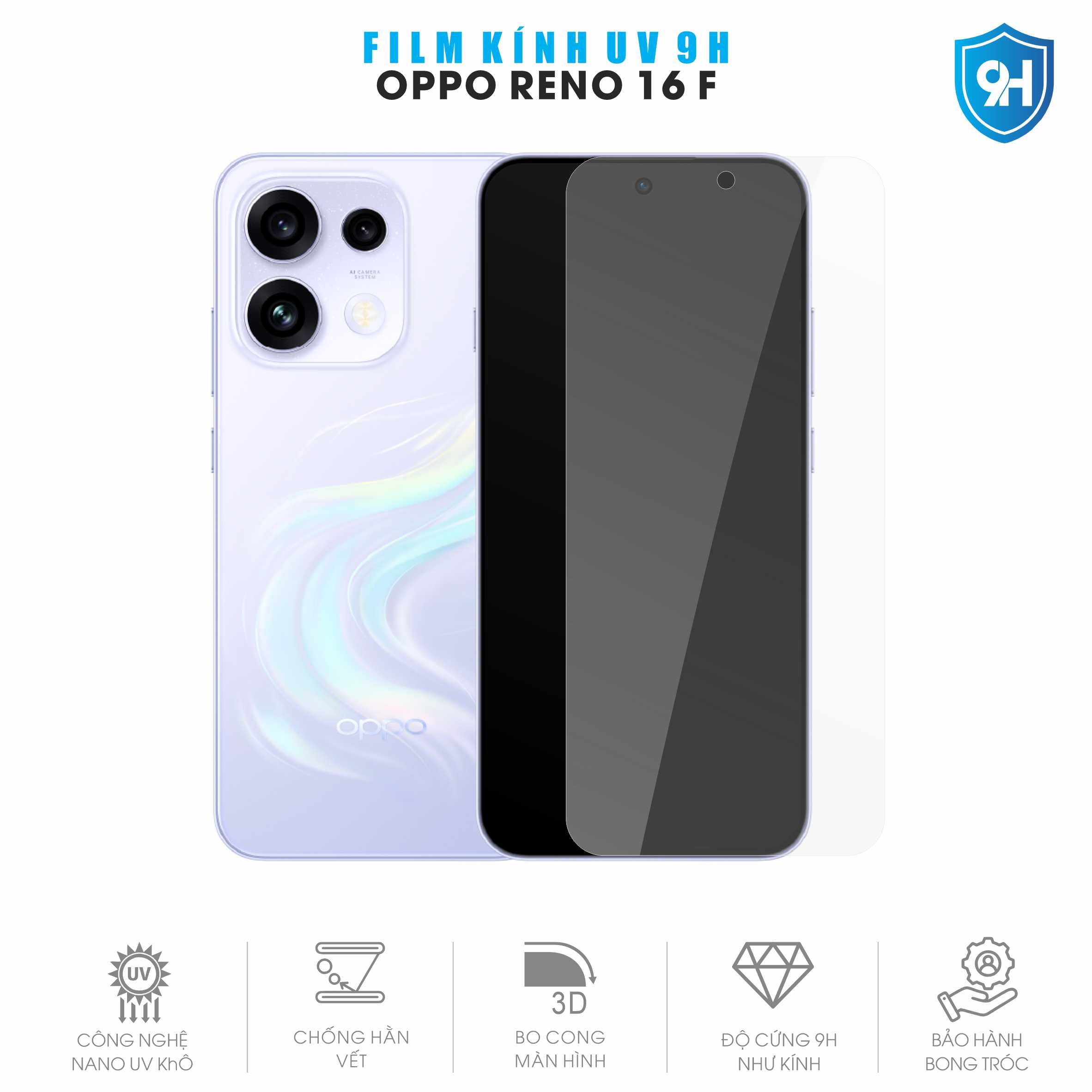 Miếng Dán Kính UV 9H Màn Hình Oppo Reno16 F