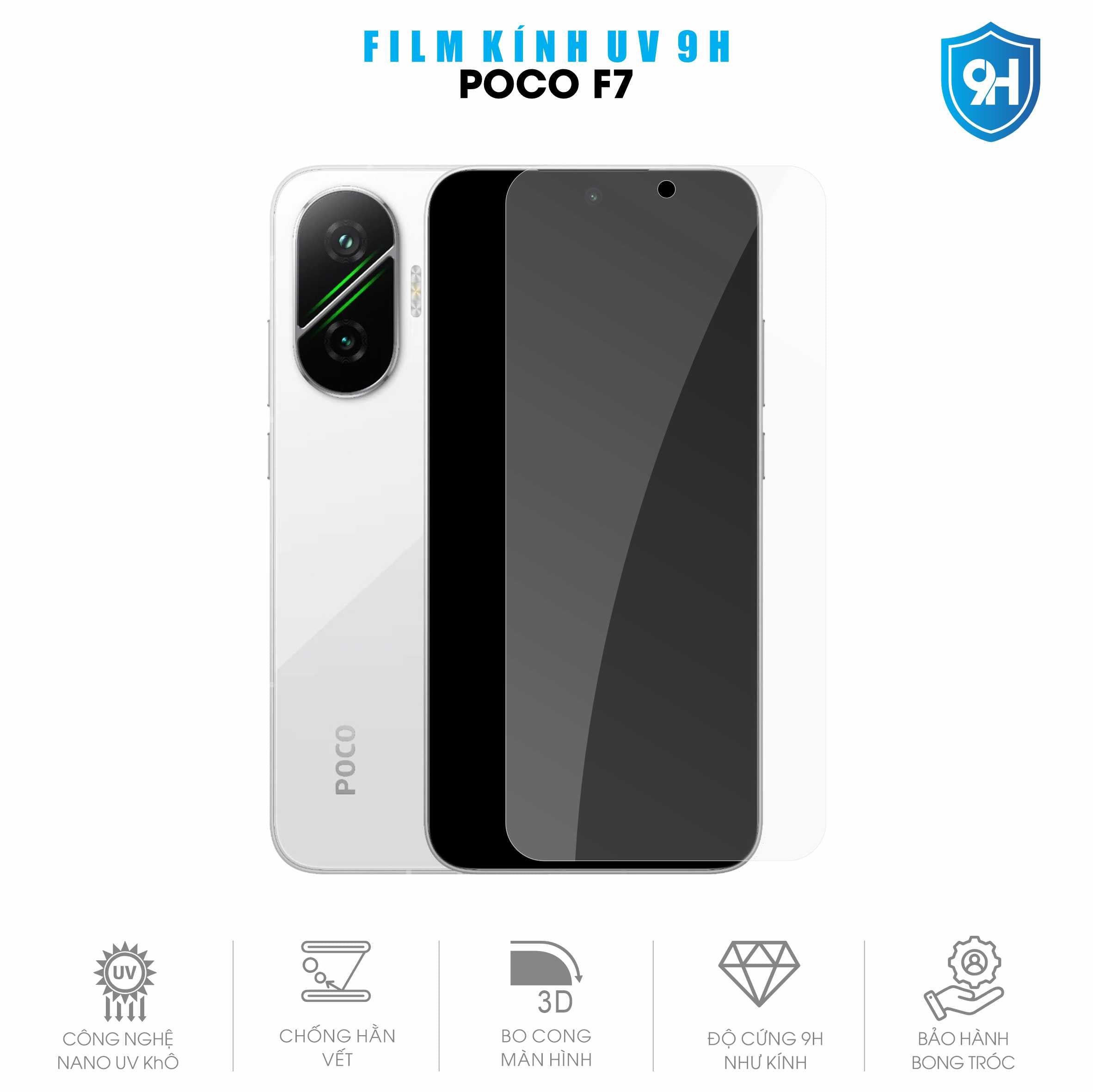 Miếng Dán Kính UV 9H Màn Hình Poco F7