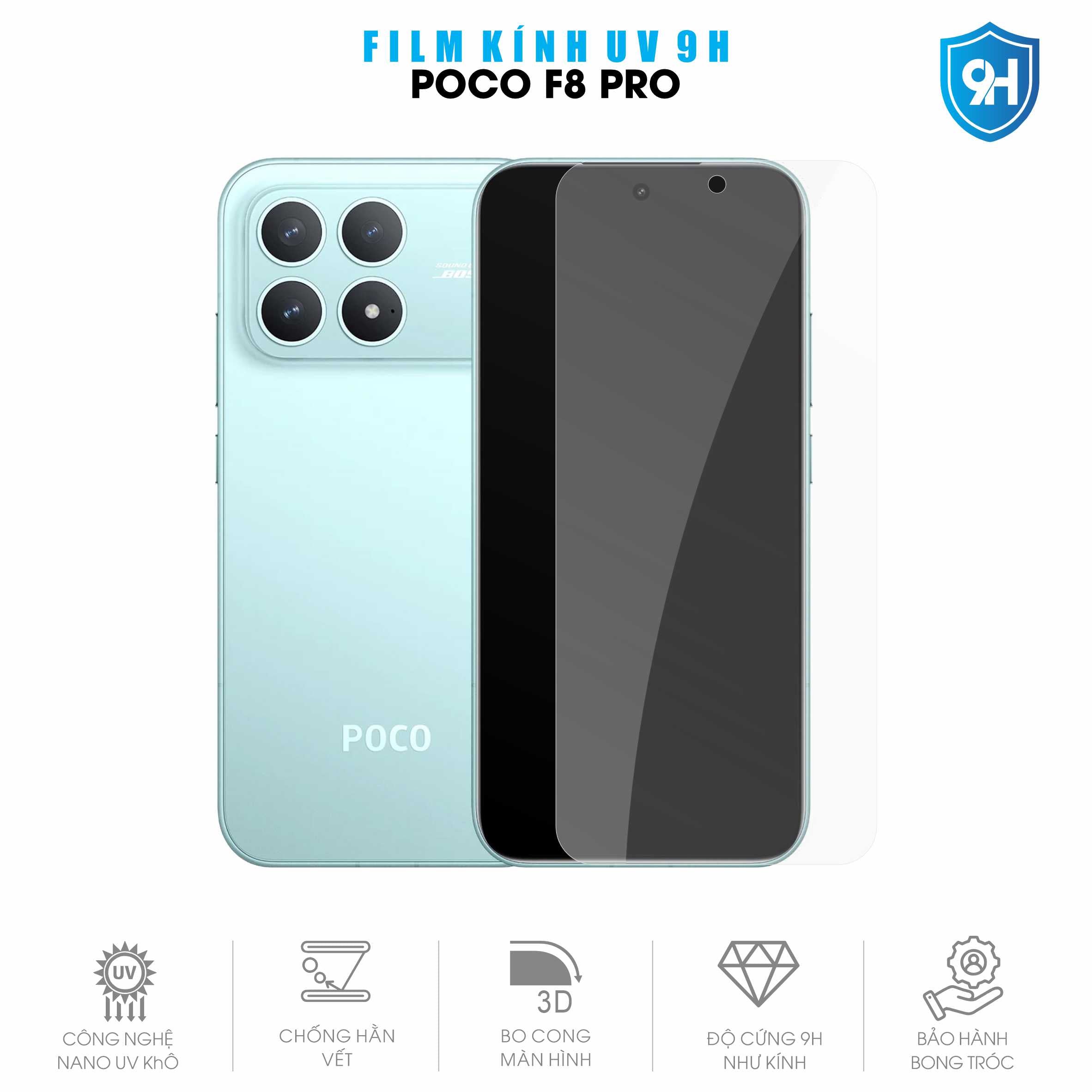 Miếng Dán Kính UV 9H Màn Hình Poco F8 Pro