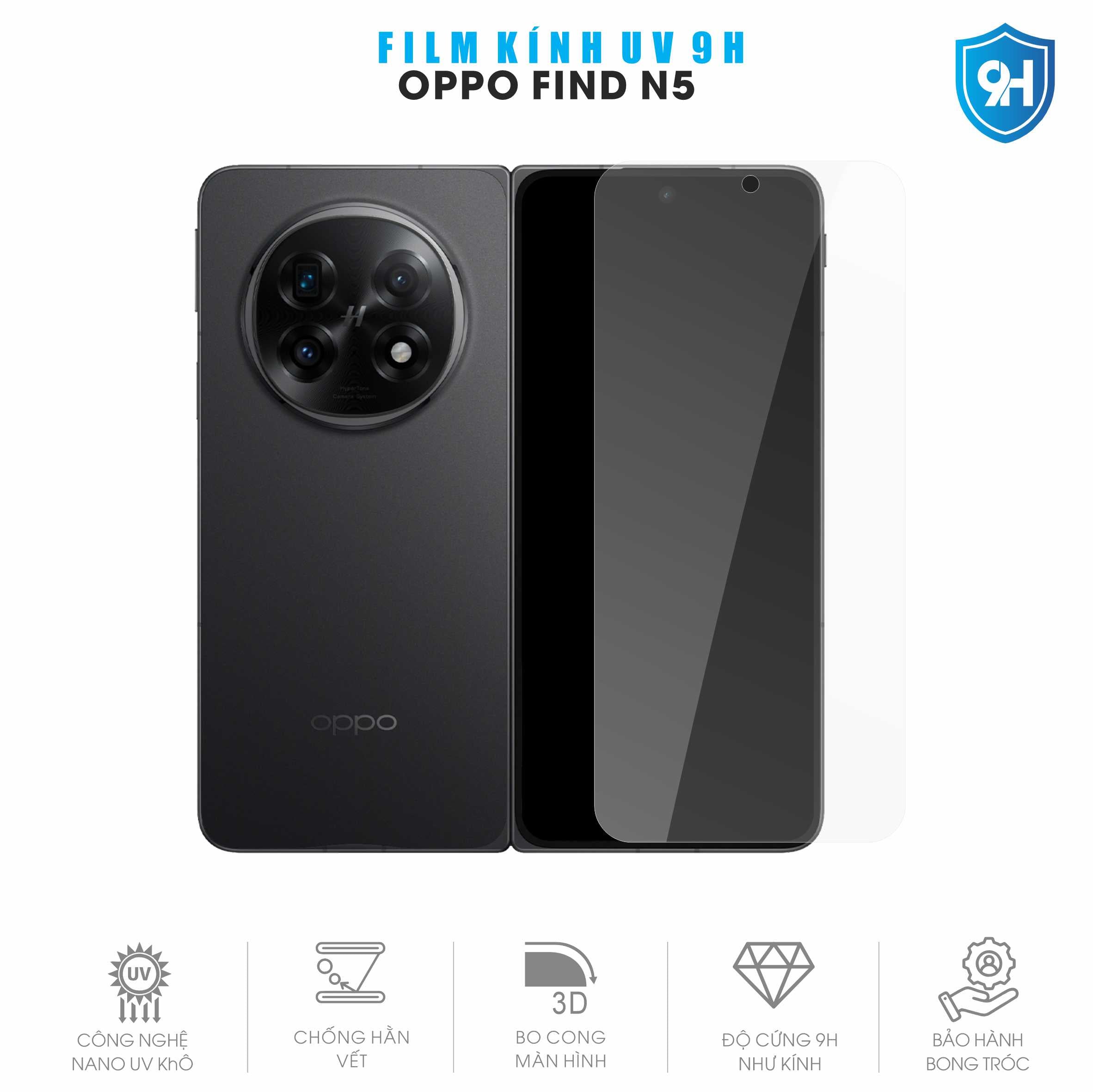 Miếng Dán Kính UV 9H Oppo Find N5 Full Màn Hình Ngoài