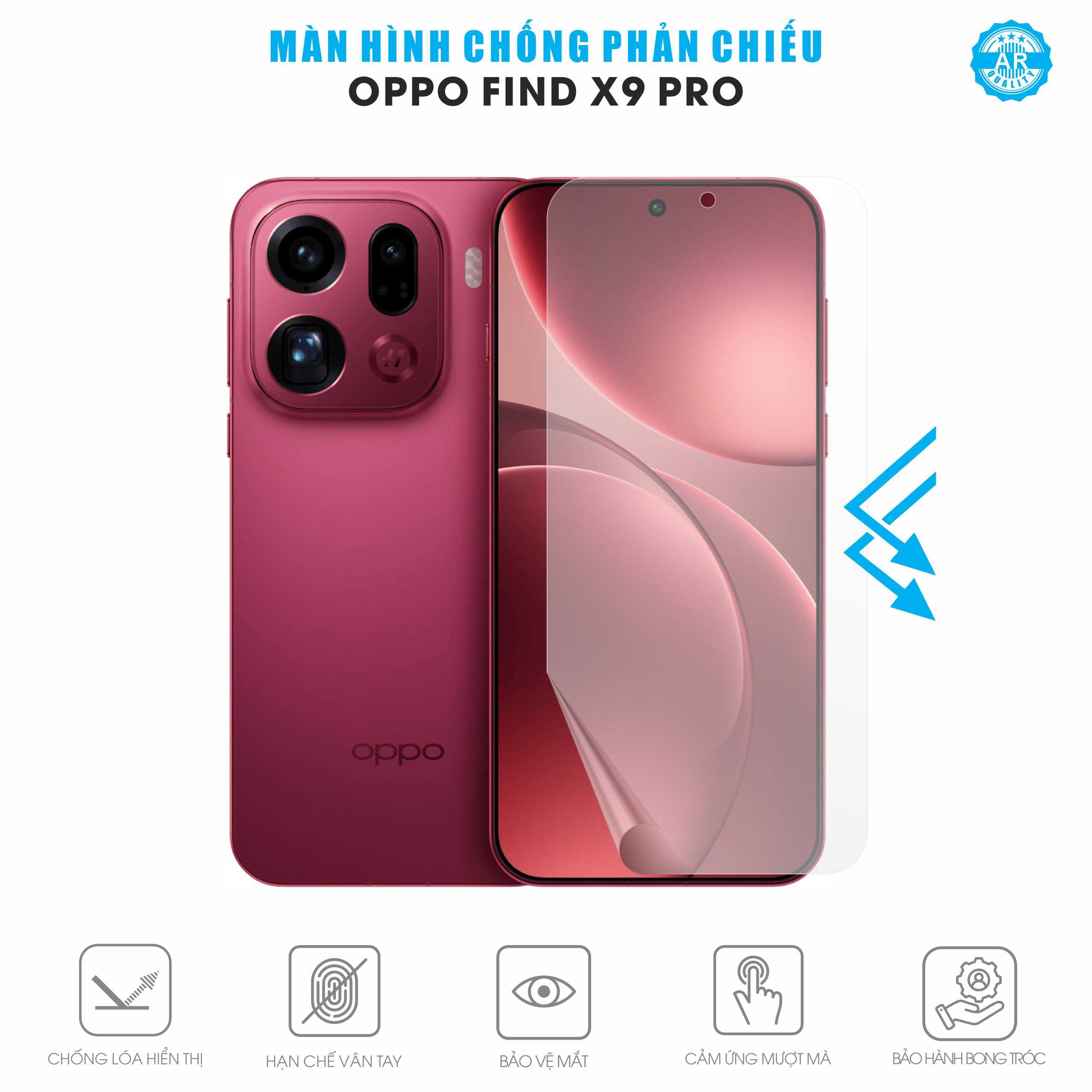 Miếng Dán Màn Hình Chống Chói Oppo Find X9 Pro AR UV