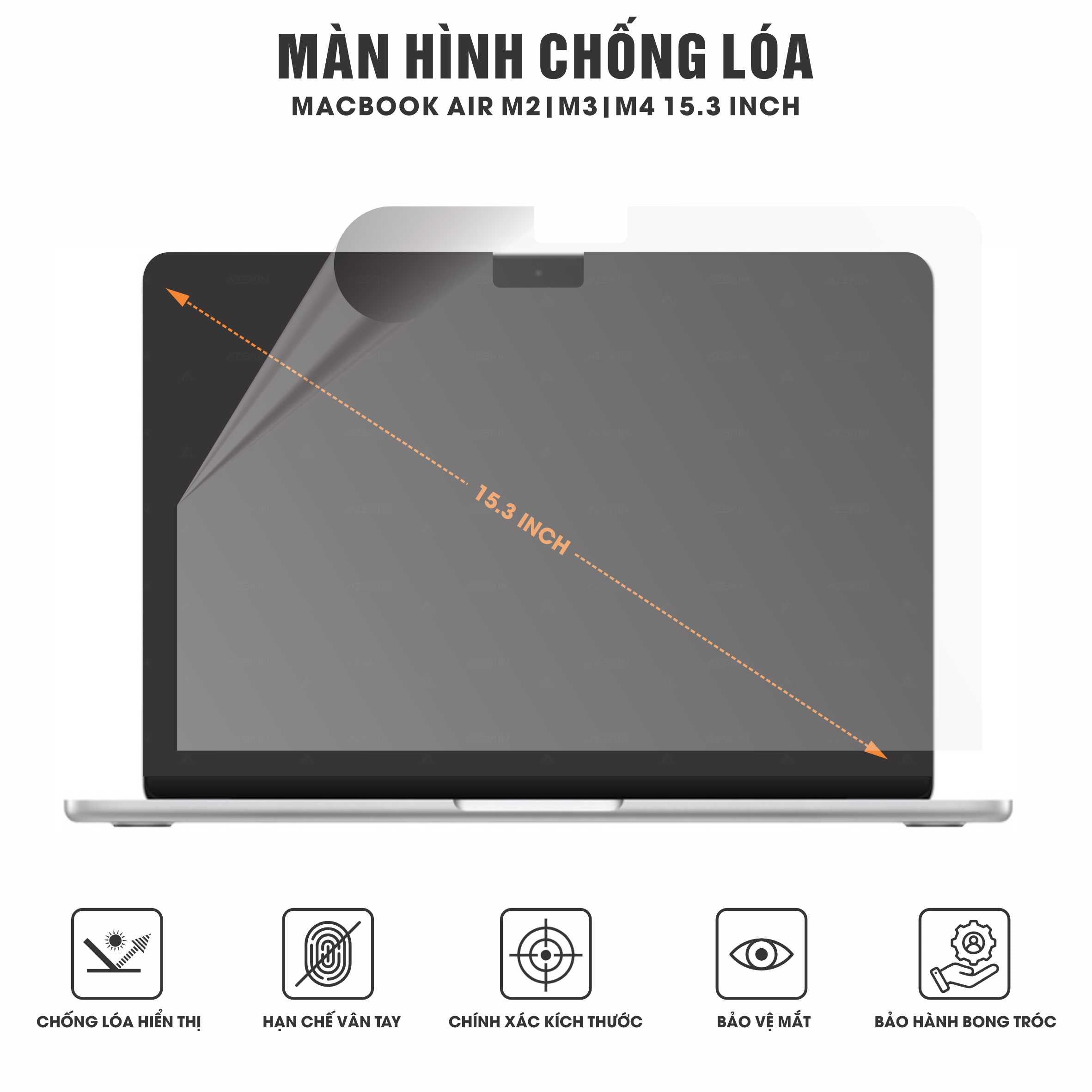 Miếng Dán Màn Hình Macbook Air M2 | M3 | M4 15.3 INCH Chống Lóa Chống Vân