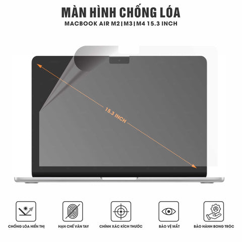 Miếng Dán Màn Hình Macbook Air M2 | M3 | M4 15.3 INCH Chống Lóa Chống Vân