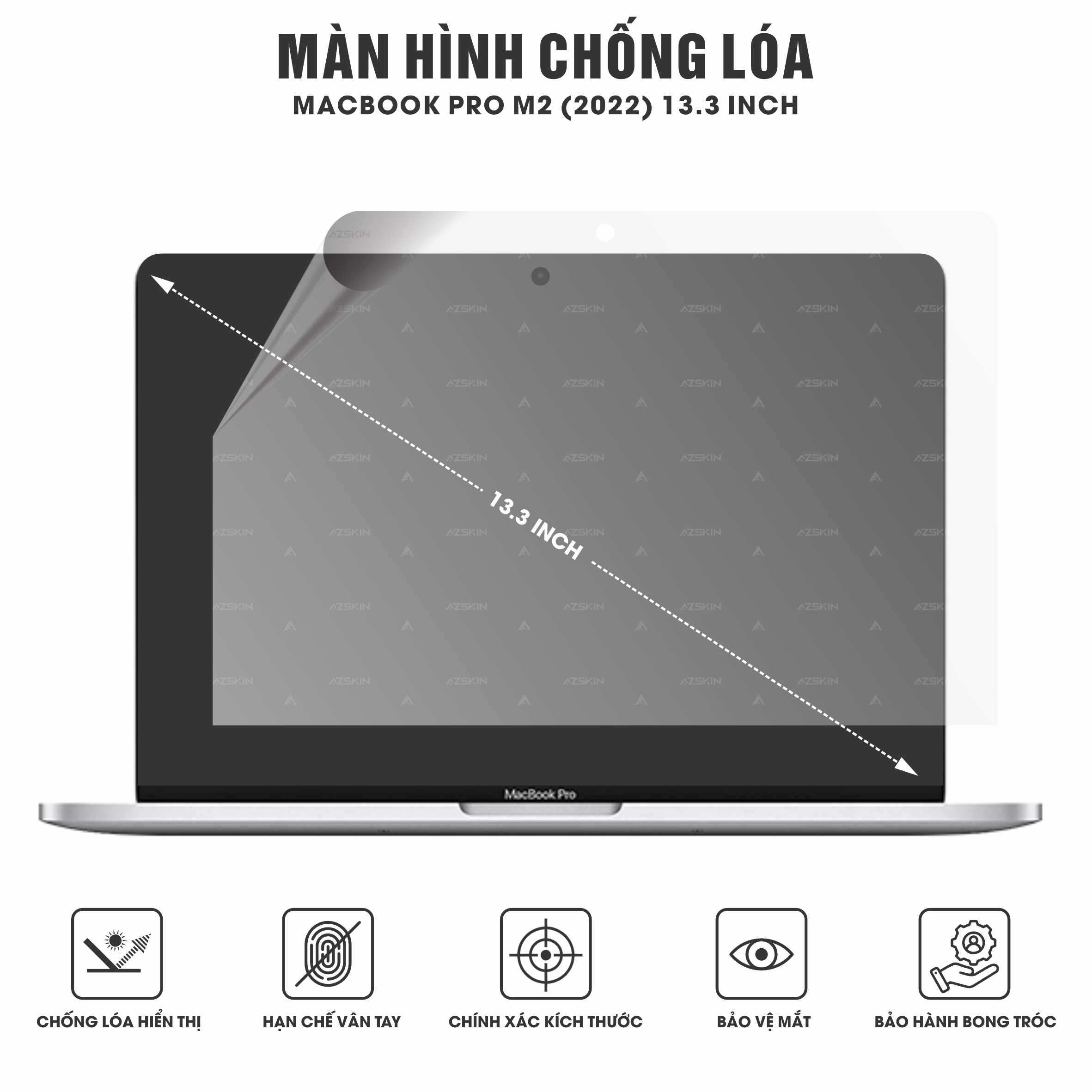 Miếng Dán Màn Hình Macbook Pro M2 2022 13.3 inch Chống Vân Chống Lóa