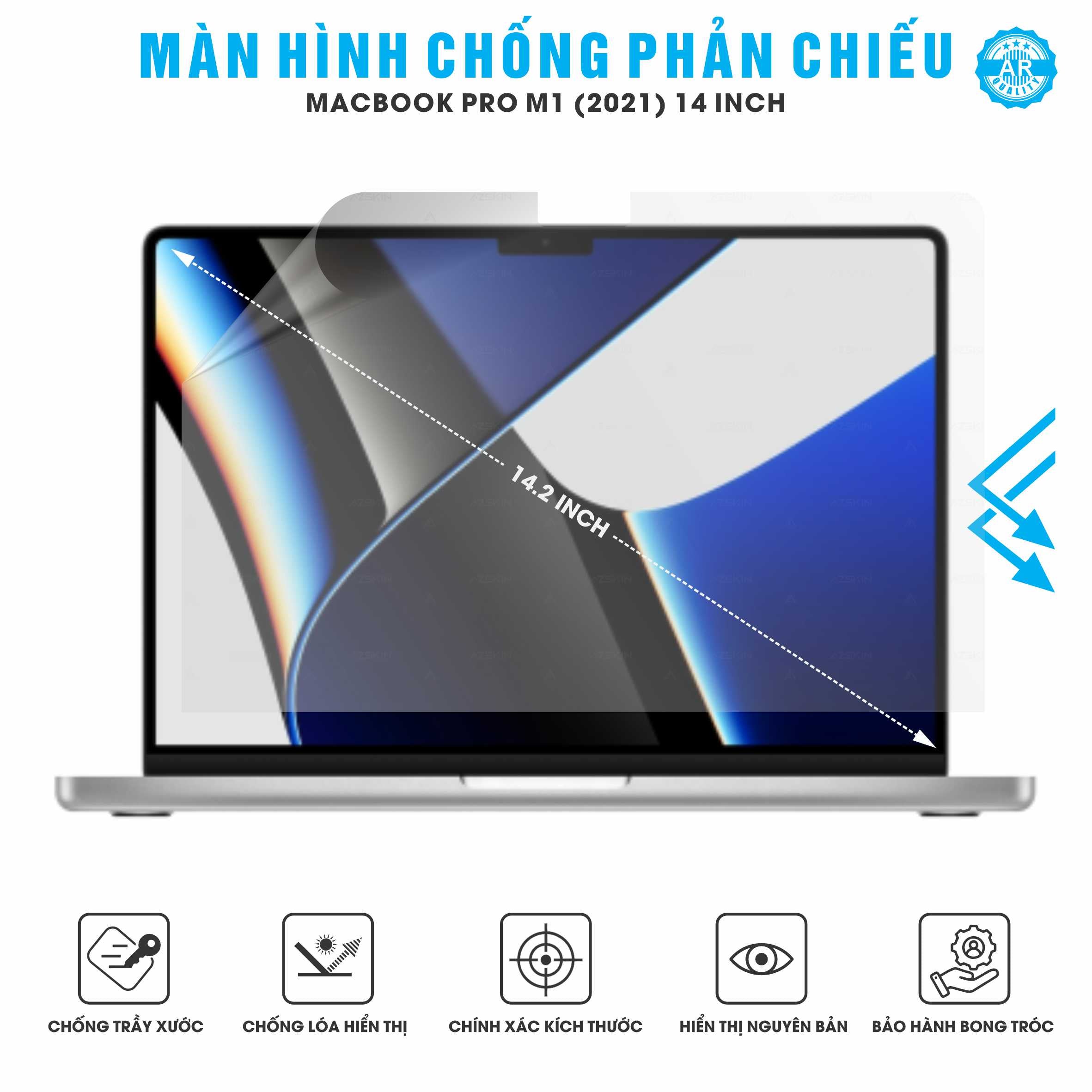 Miếng Dán Màn Hình Macbook Pro M1  2021 14 inch Chống Phản Chiếu AR
