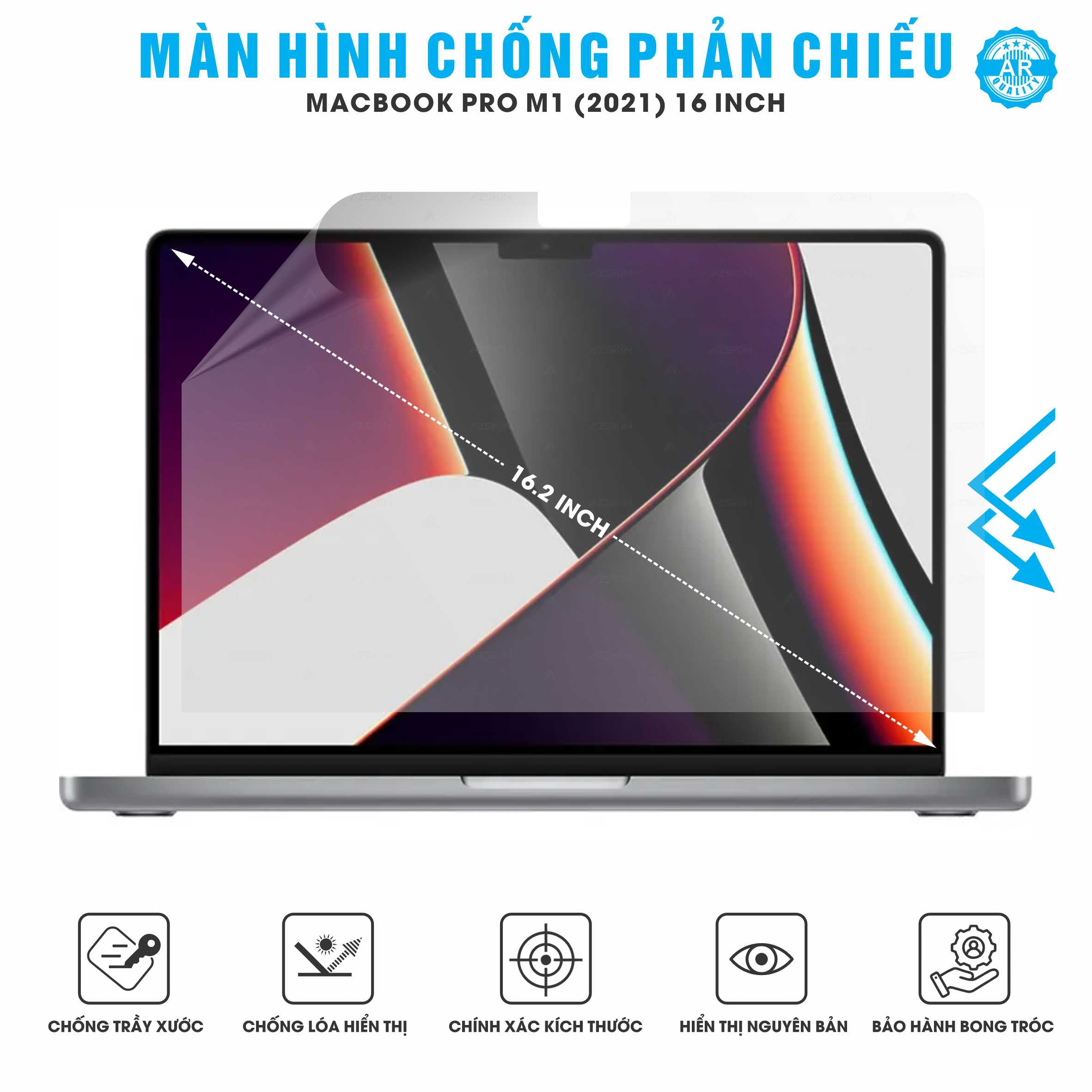 Miếng Dán Màn Hình Macbook Pro M1  2021 16 inch Chống Phản Chiếu AR