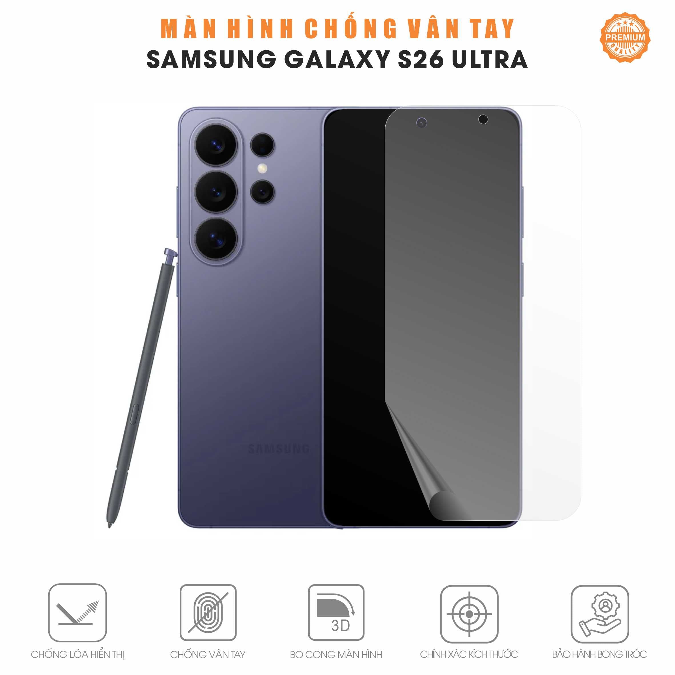 Miếng Dán Màn Hình Chống Vân Tay Galaxy S26 Ultra