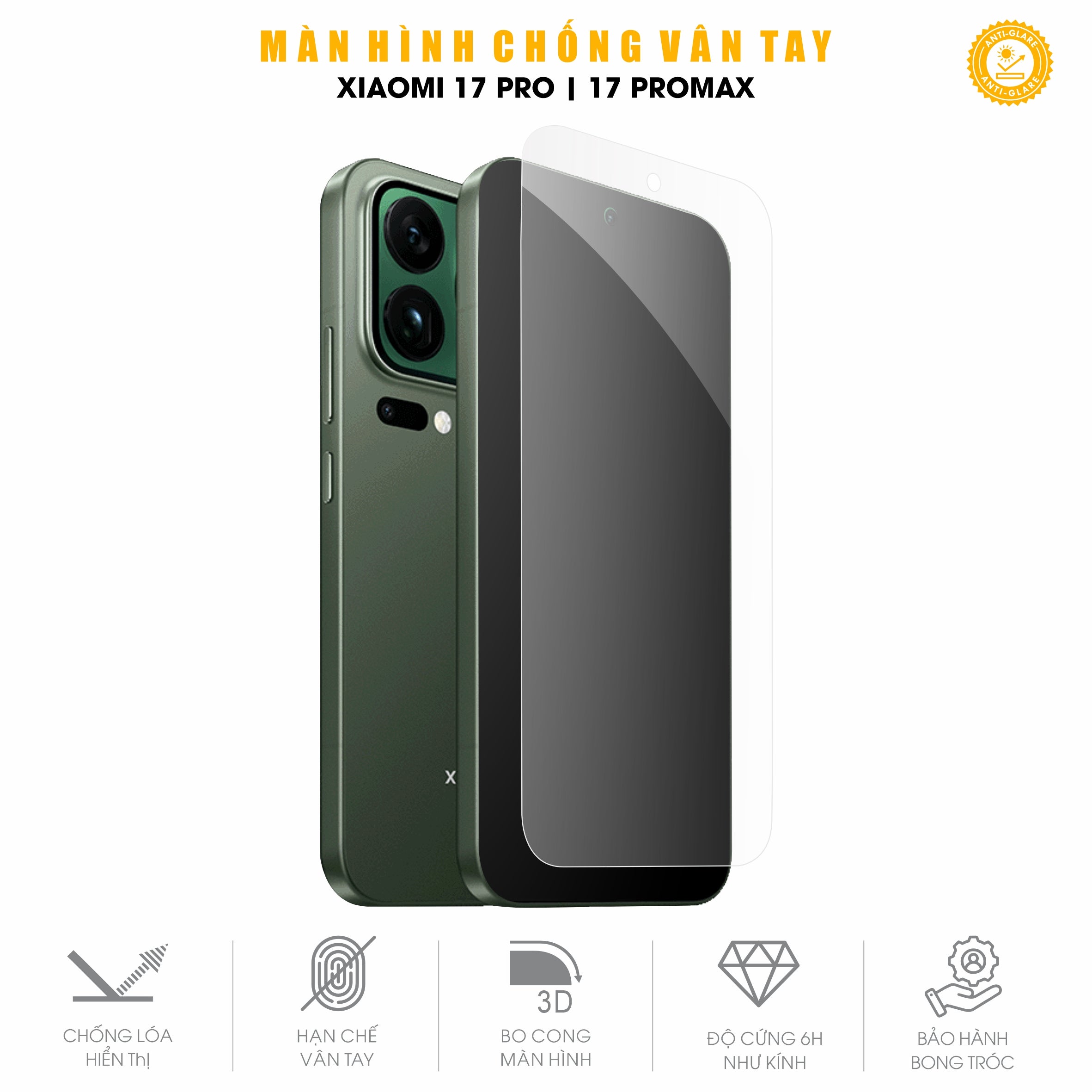 Miếng Dán Màn Hình Chống Vân Tay Xiaomi 17 | Pro | Pro Max