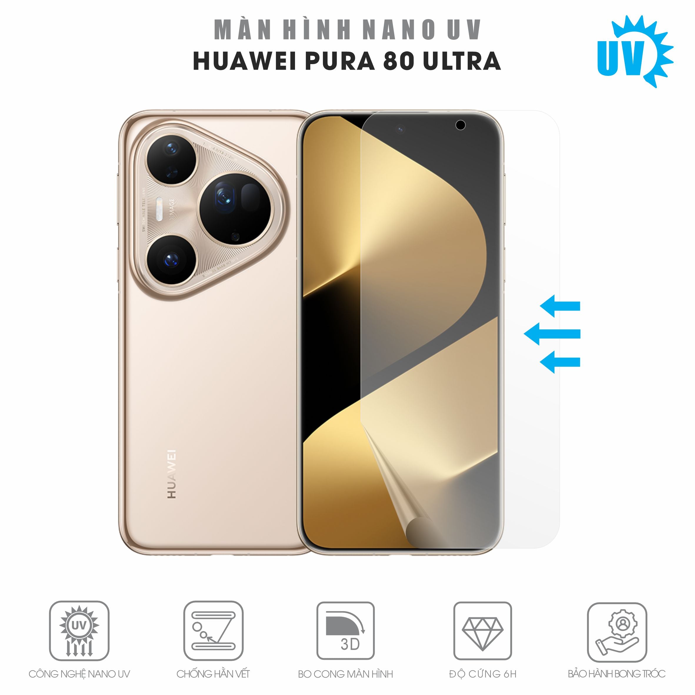 Miếng Dán Màn Hình Nano UV Huawei Pura 80 Ultra