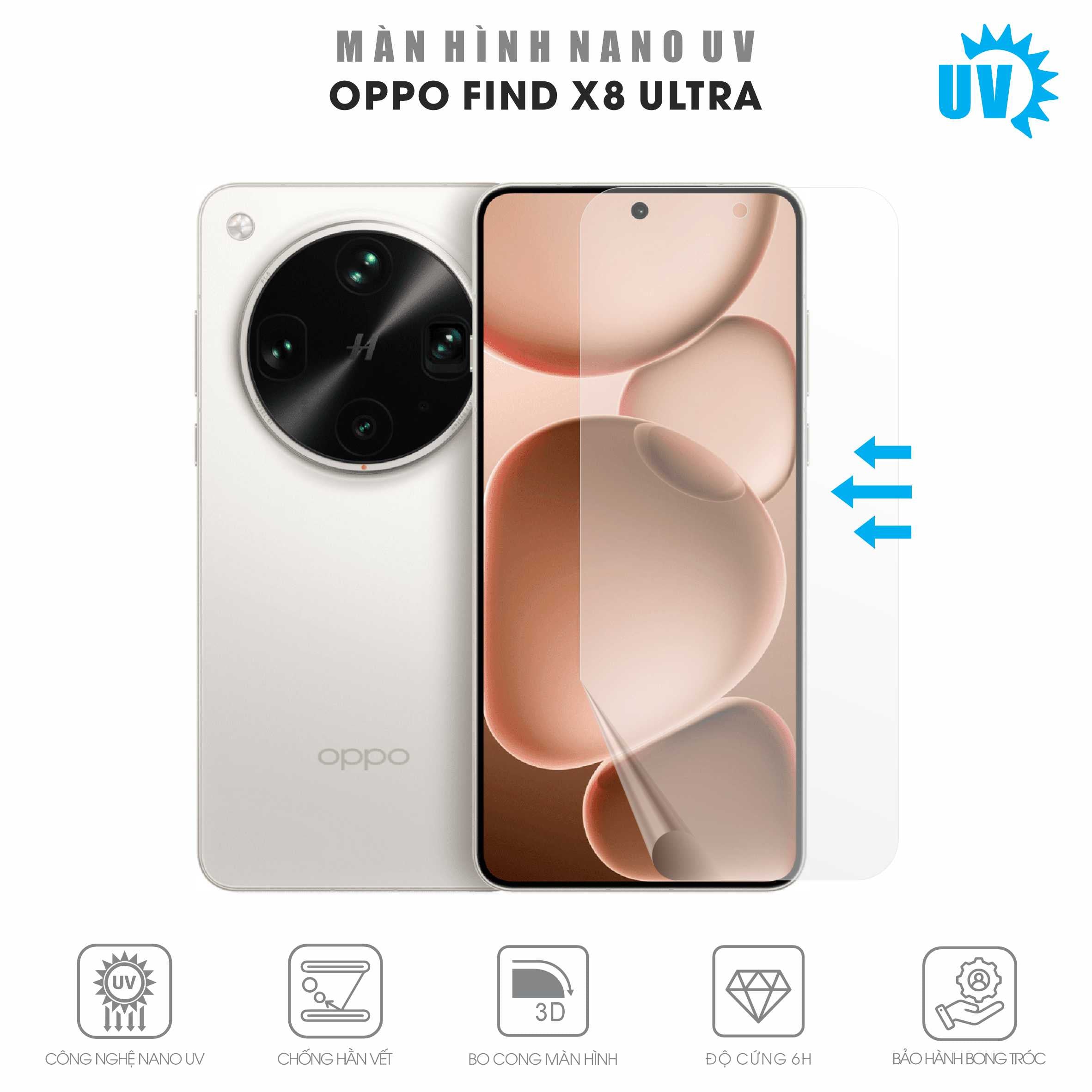 Miếng Dán Màn Hình Nano UV Oppo Find X8 Ultra