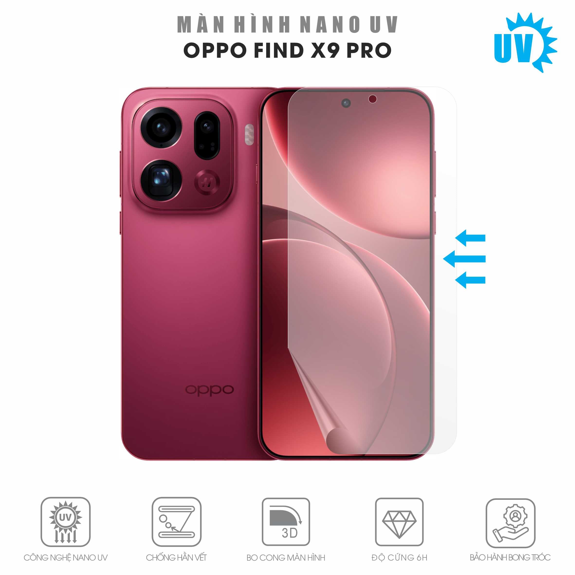 Miếng Dán Cường Lực Màn Hình Oppo Find X9 pRO Nano UV