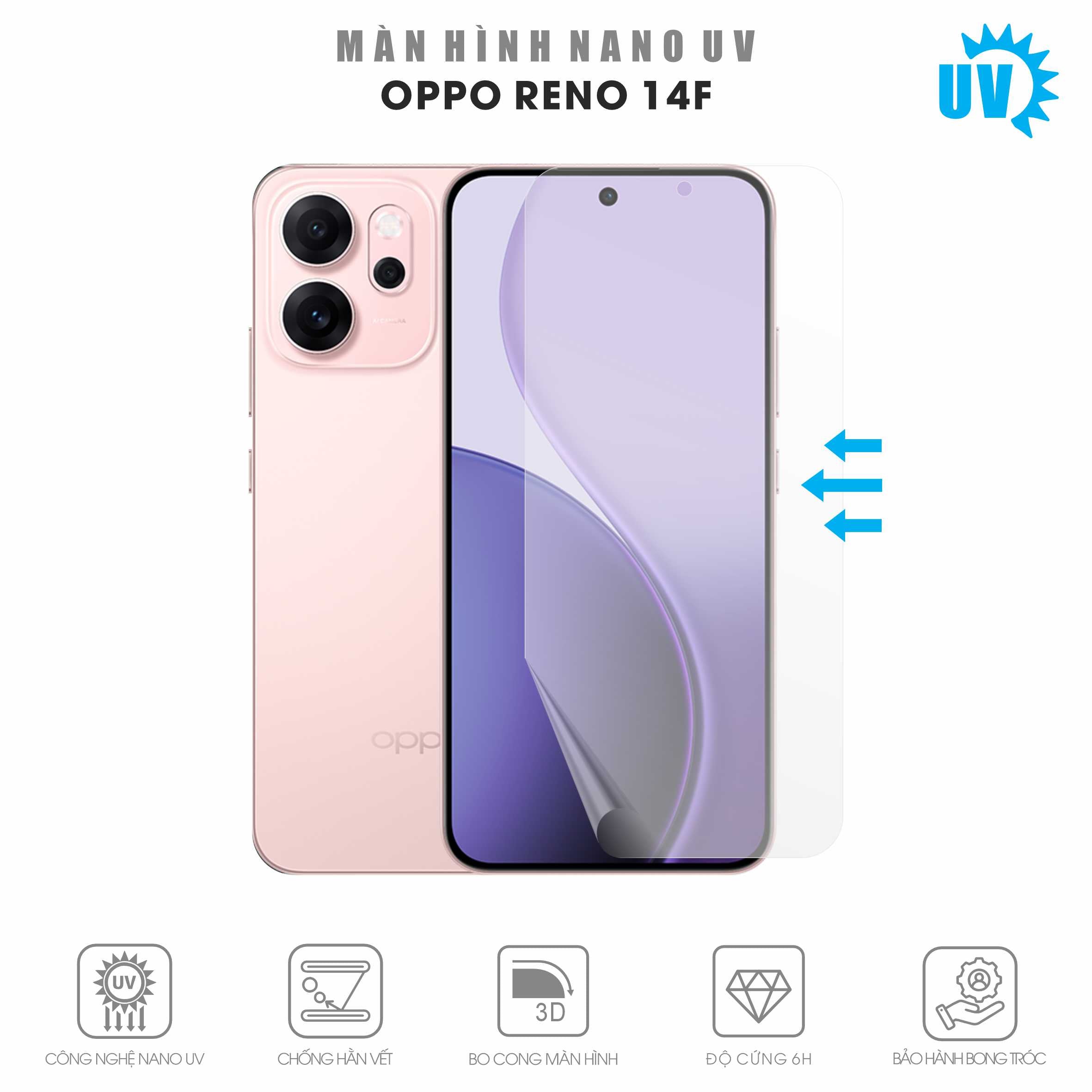 Miếng Dán Màn Hình Nano UV Oppo Reno14 F