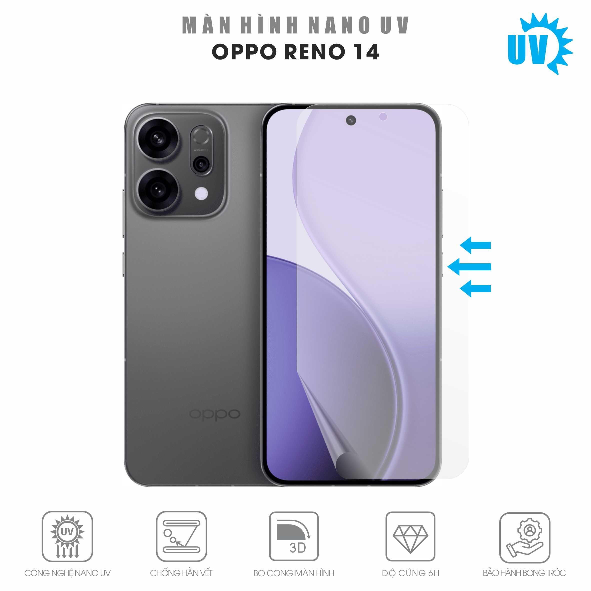 Miếng Dán Màn Hình Nano UV Oppo Reno14 Pro