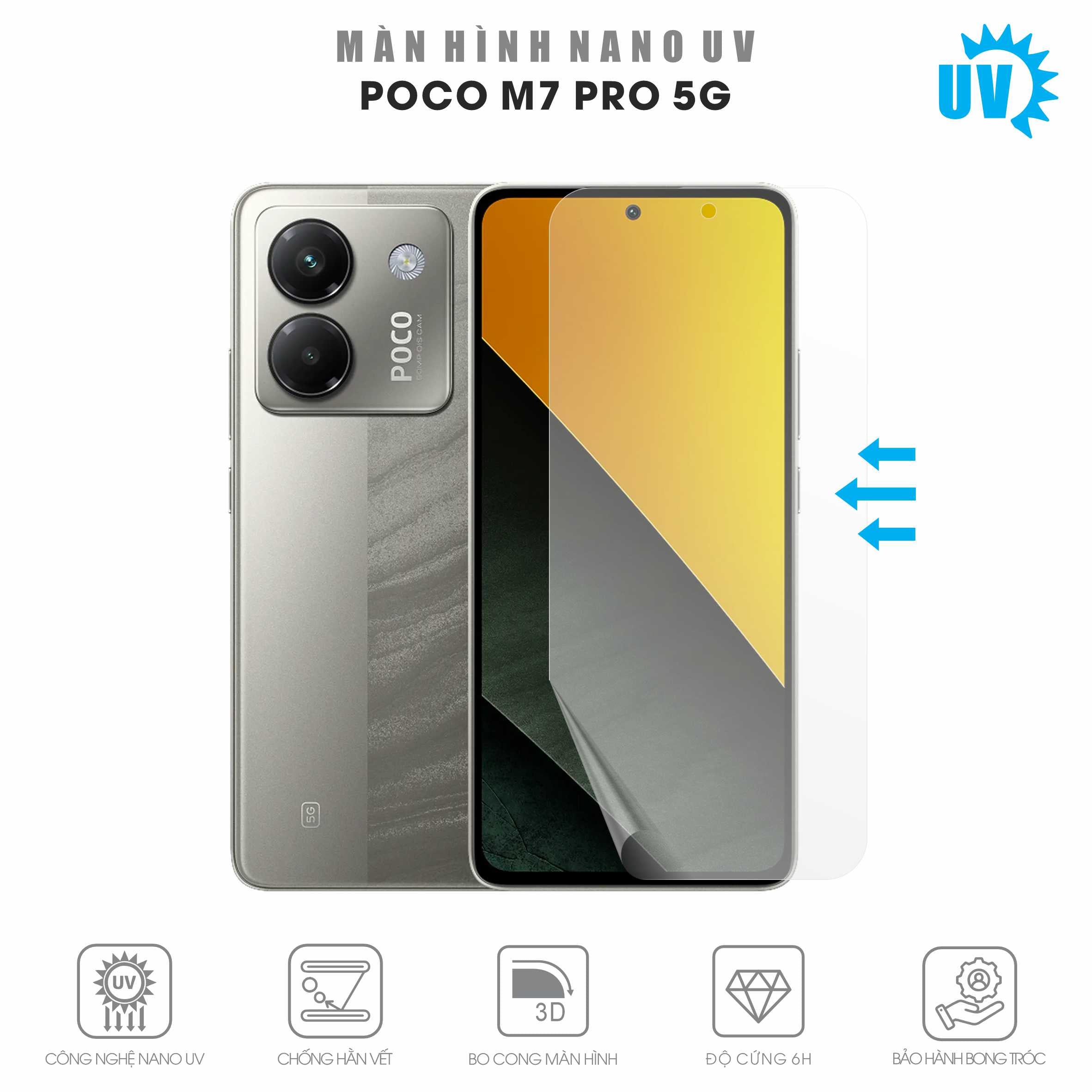 Miếng Dán Màn Hình Nano UV Poco M7 Pro 5G