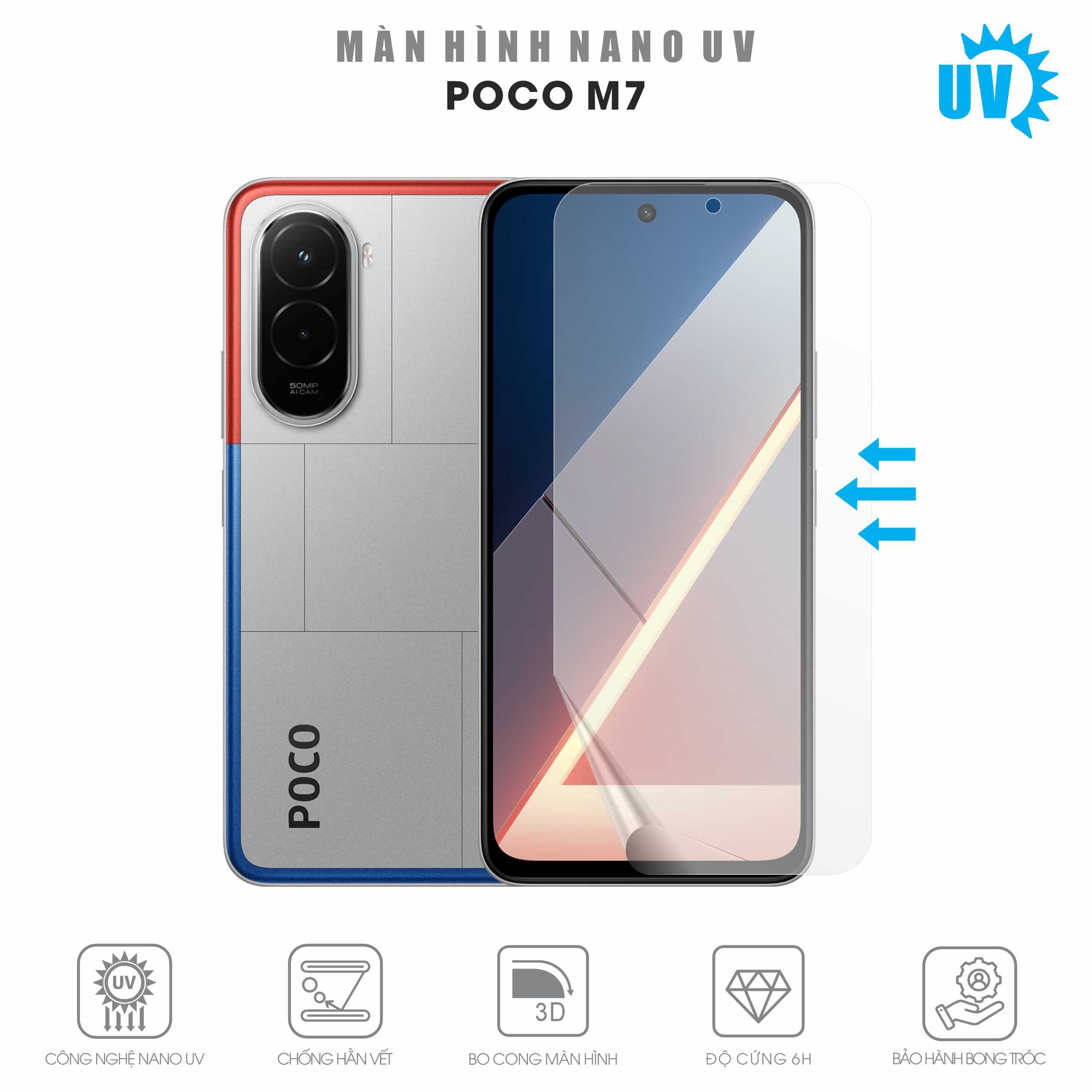 Miếng Dán Màn Hình Nano UV Poco M7