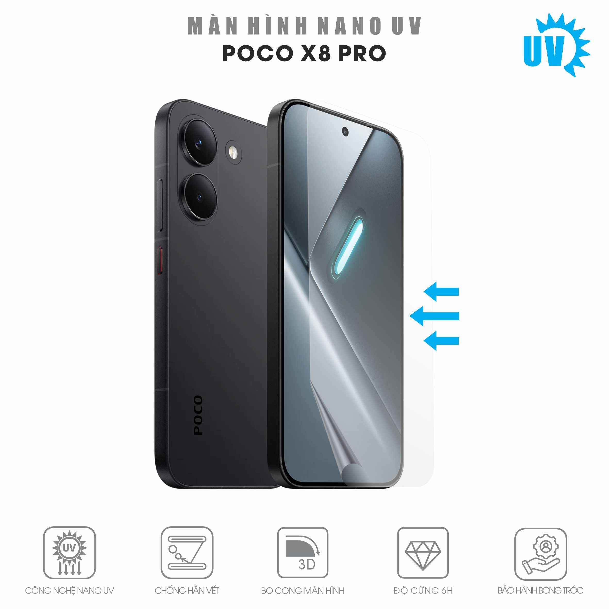 Miếng Dán Màn Hình Nano UV POCO X8 Pro