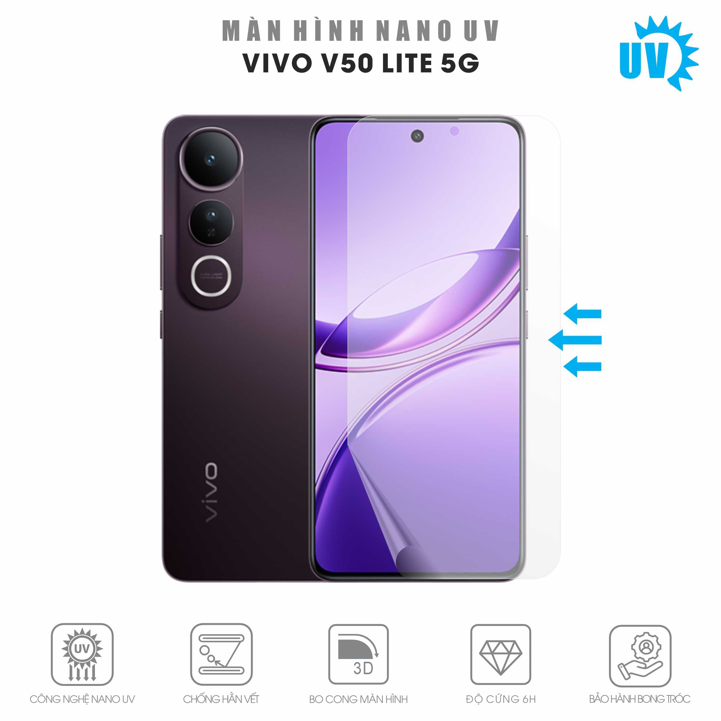 Miếng Dán Màn Hình Nano UV Vivo V50 Lite 5G