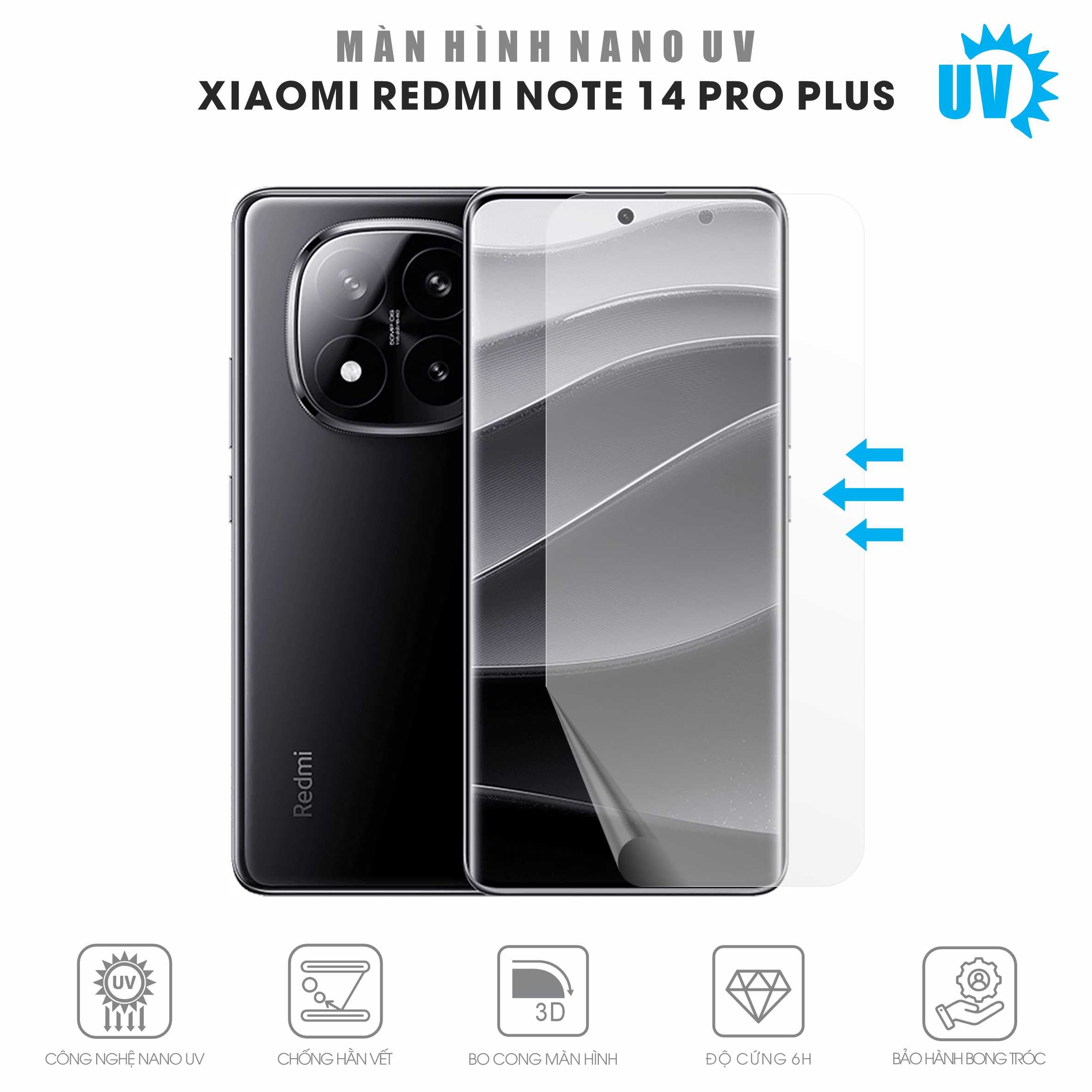 Miếng Dán Màn Hình Nano UV Redmi Note 14 Pro Plus