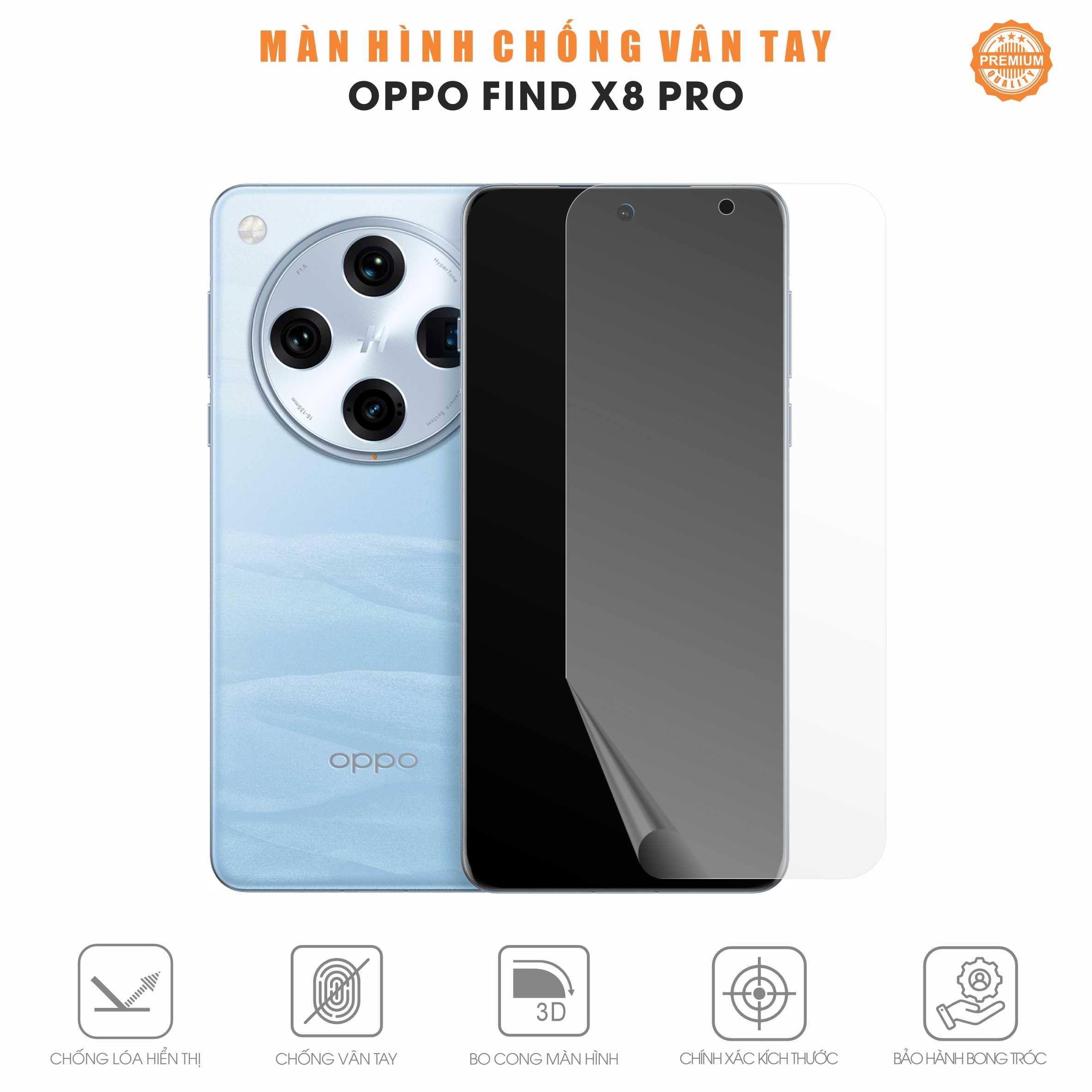 Miếng Dán Màn Hình Chống Vân Tay Oppo Find X8 Pro