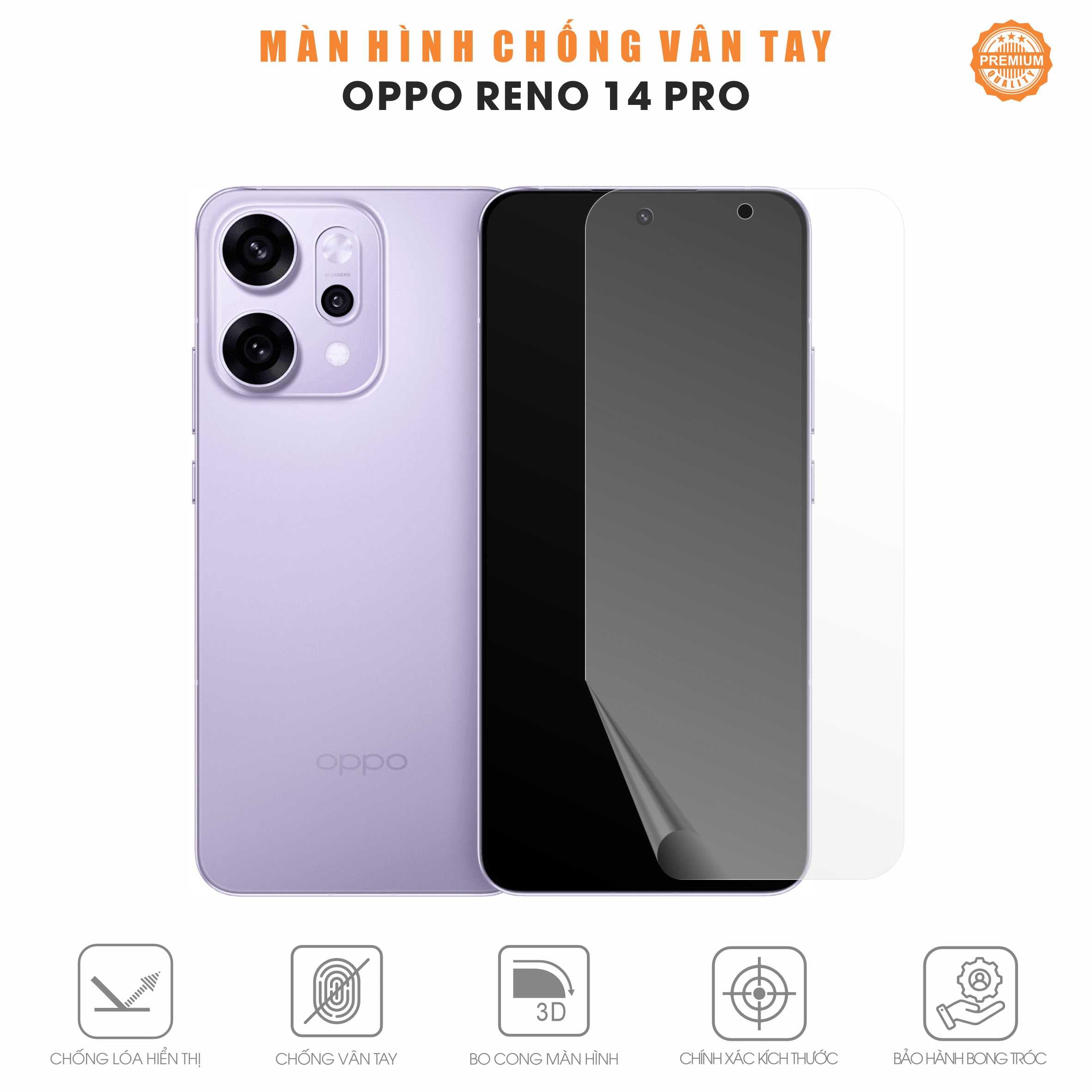 Miếng Dán Màn Hình Chống Vân Tay Oppo Reno14 Pro
