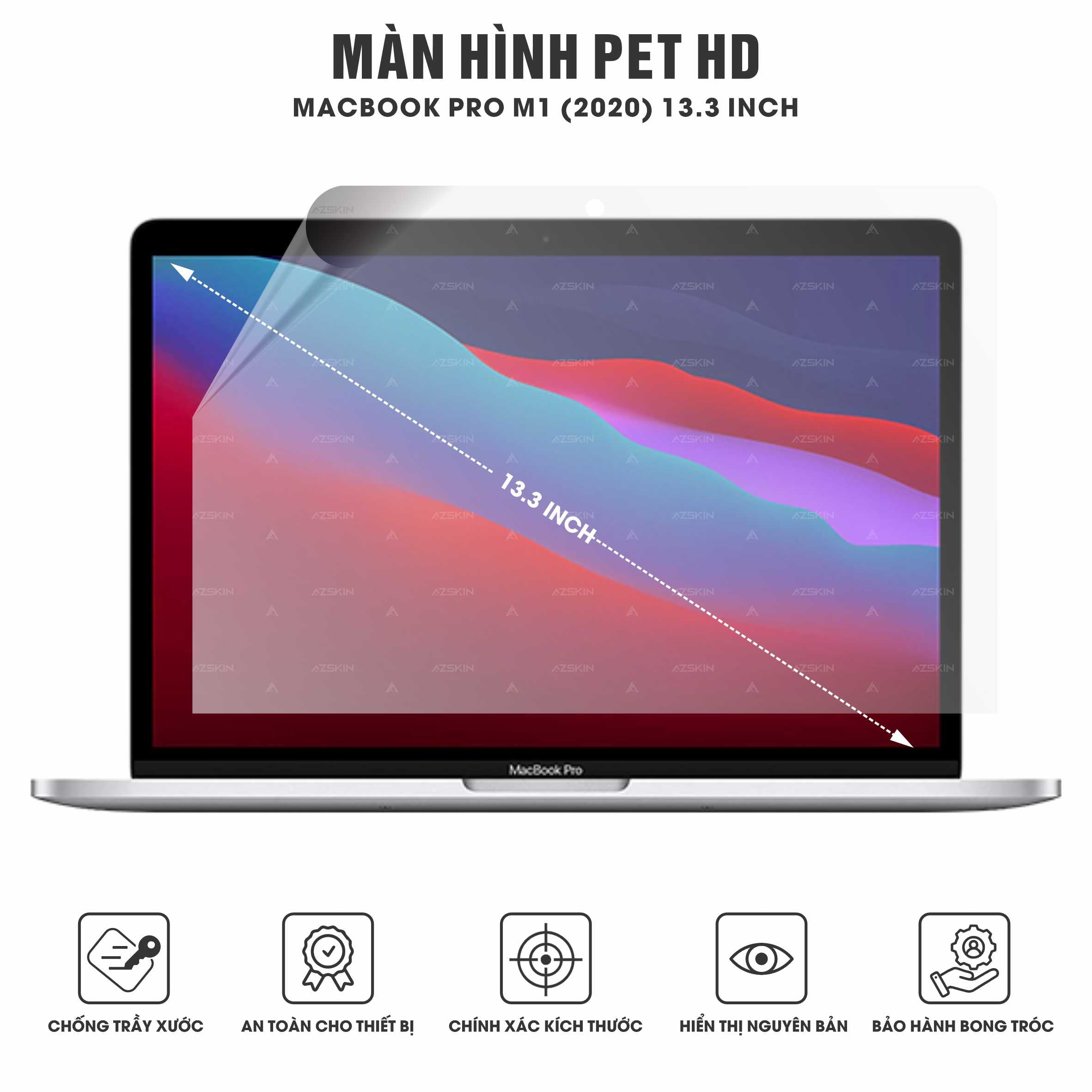 Miếng Dán Màn Hình PET HD Macbook Pro M1 2020 13.3 inch