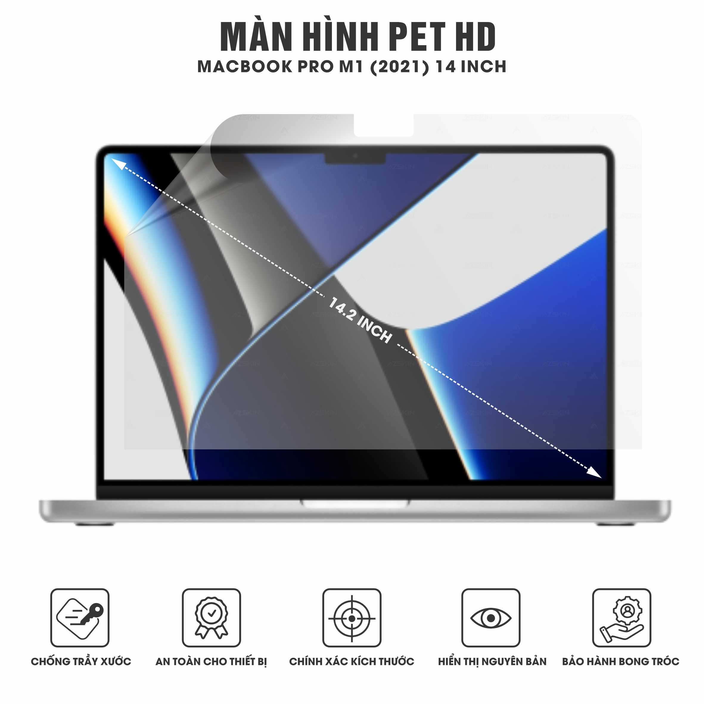 Miếng Dán Màn Hình PET HD Macbook Pro M1 2021 14 inch