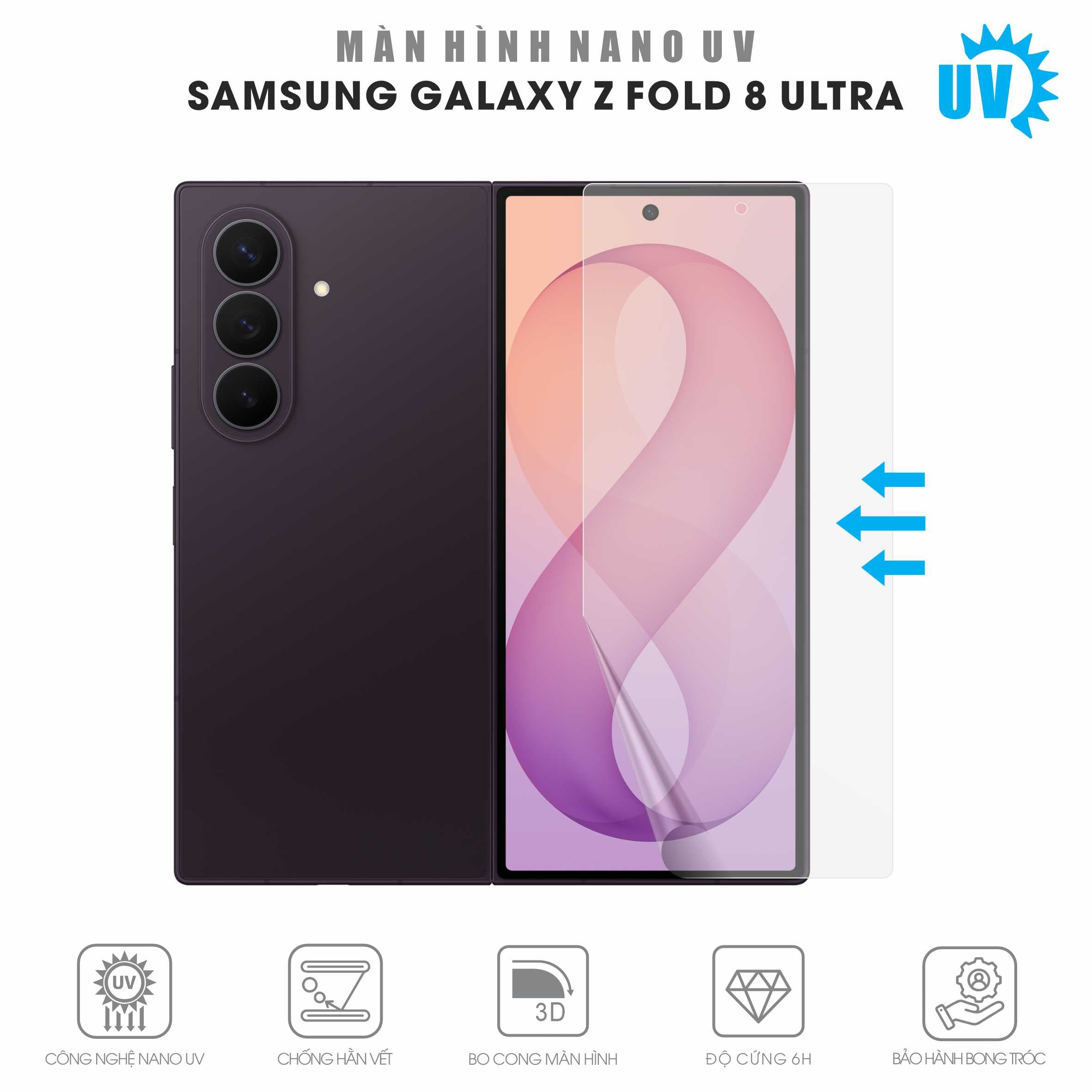 Miếng Dán Nano UV Samsung Galaxy Z Fold 8 Ultra Full Màn Hình Ngoài