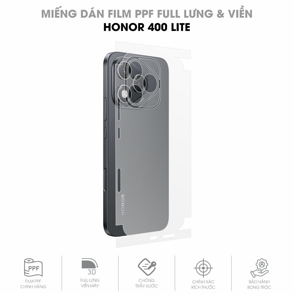 Miếng Dán PPF Honor 400 Lite Mặt Lưng Full Viền