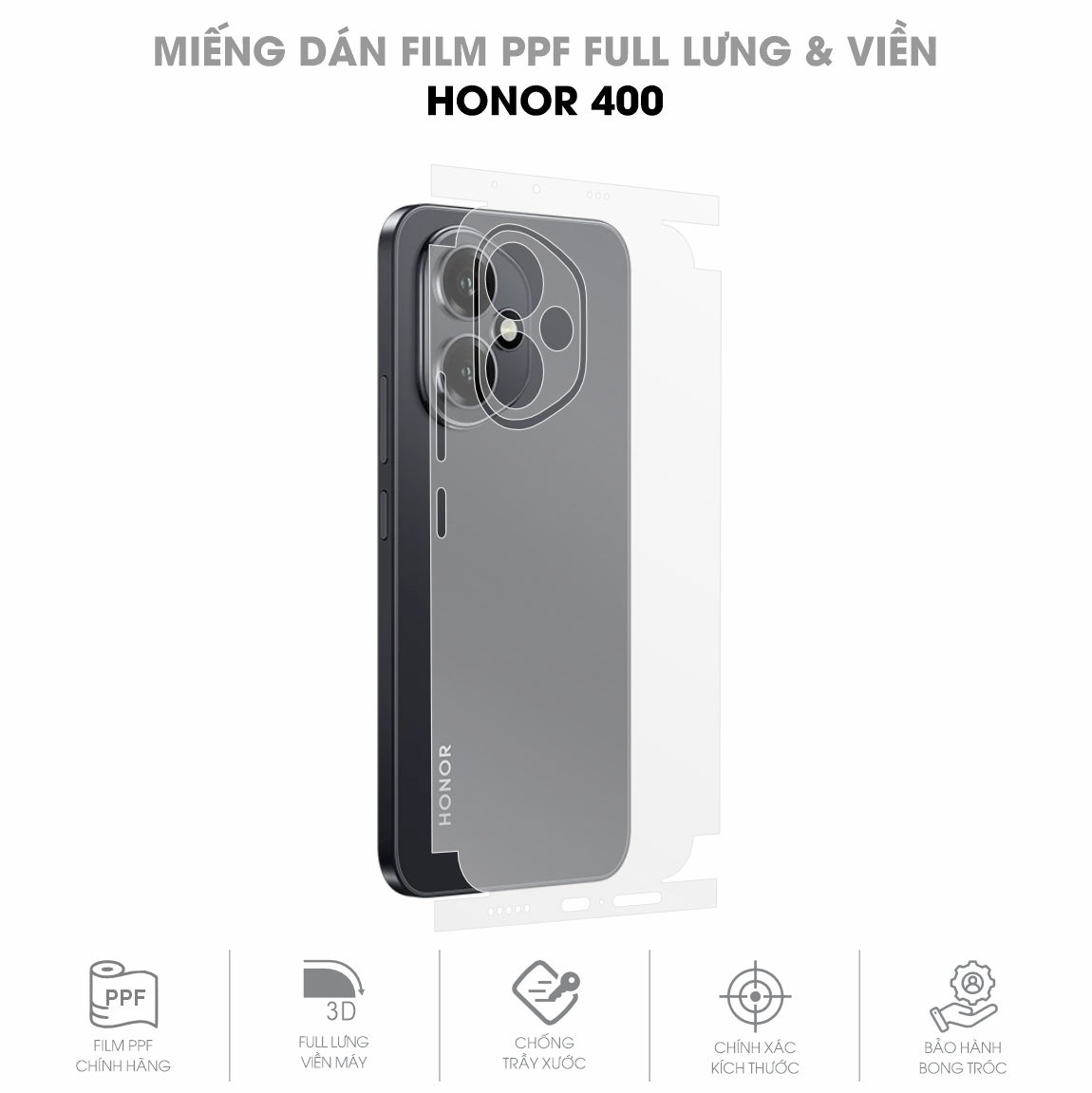 Miếng Dán PPF Honor 400 Mặt Lưng Full Viền