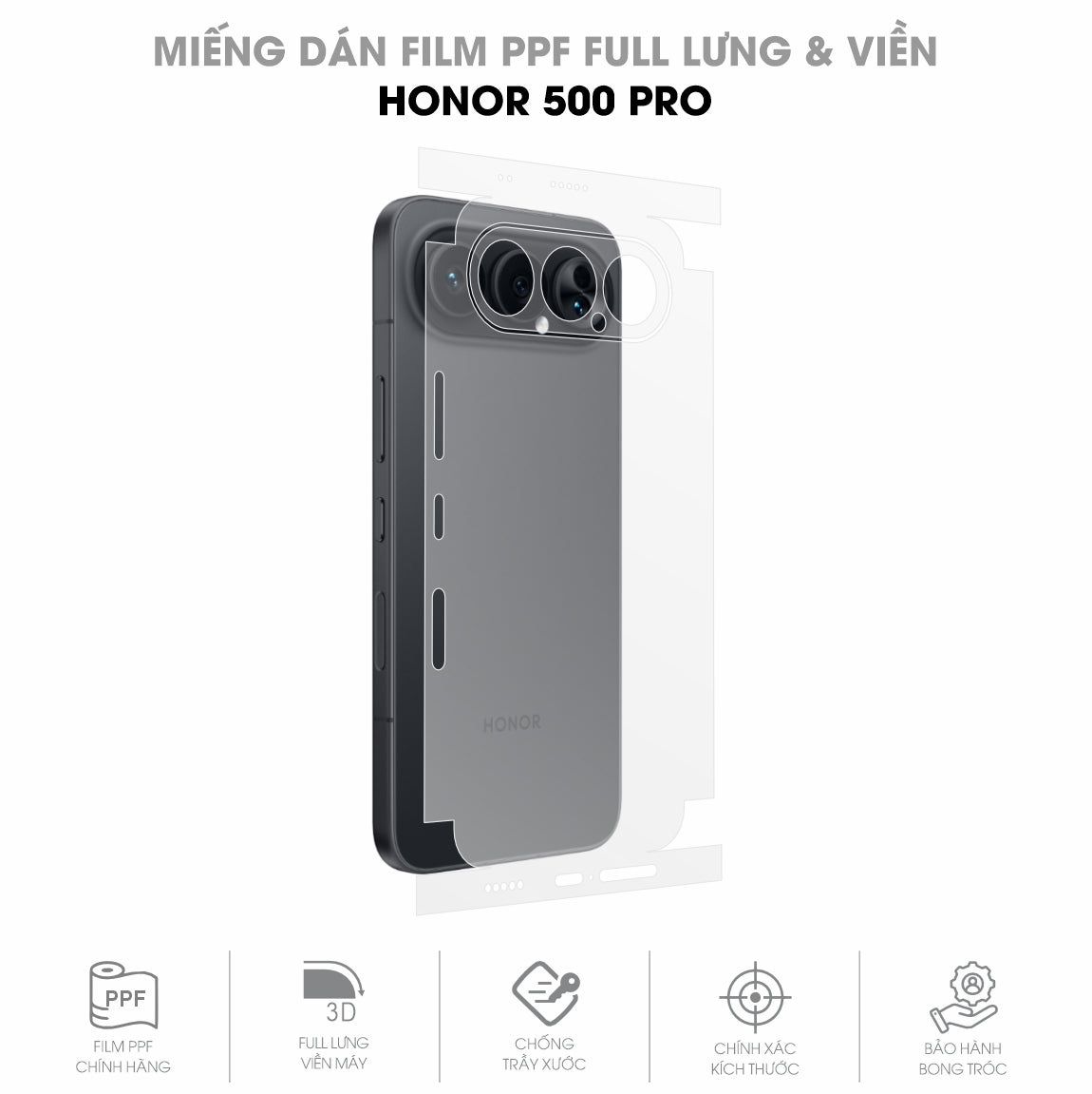 Miếng Dán PPF Honor 500 PRO Mặt Lưng Full Viền