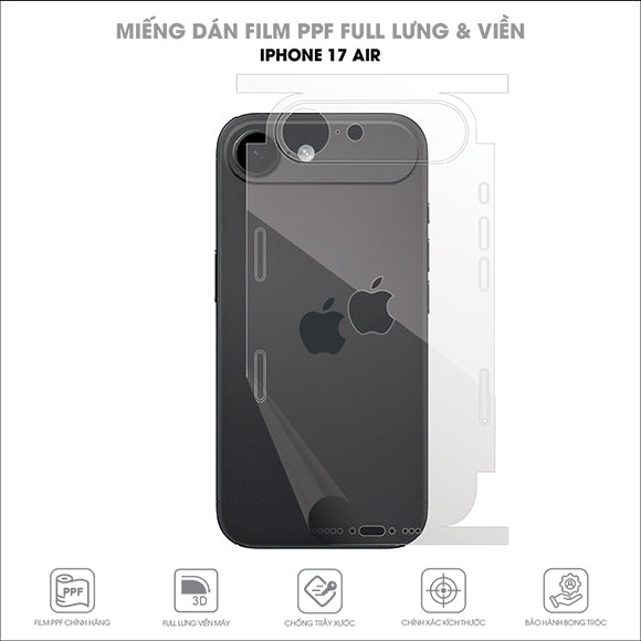 Miếng Dán PPF Iphone 17 Air Full Lưng Viền