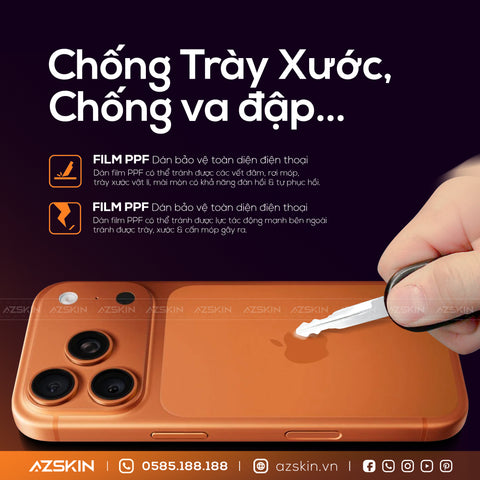 Miếng Dán PPF Iphone 17 Pro | Pro Max Full Lưng Viền