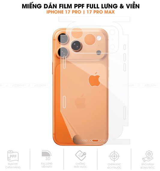 Miếng Dán PPF Iphone 17 Pro | Pro Max Full Lưng Viền