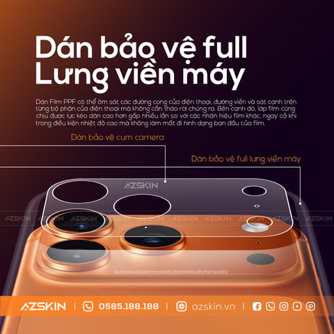 Miếng Dán PPF Iphone 17 Pro | Pro Max Full Lưng Viền