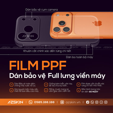 Miếng Dán PPF Iphone 17 Pro | Pro Max Full Lưng Viền