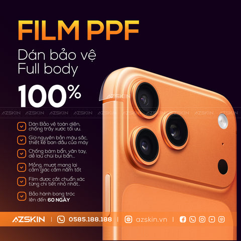 Miếng Dán PPF Iphone 17 Pro | Pro Max Full Lưng Viền