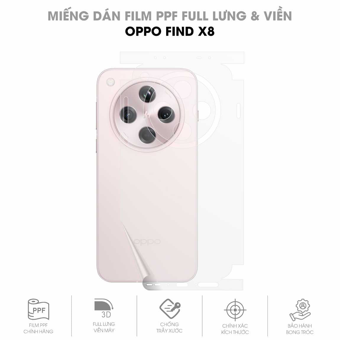 Miếng Dán PPF Oppo Find X8 Mặt Lưng Full Viền